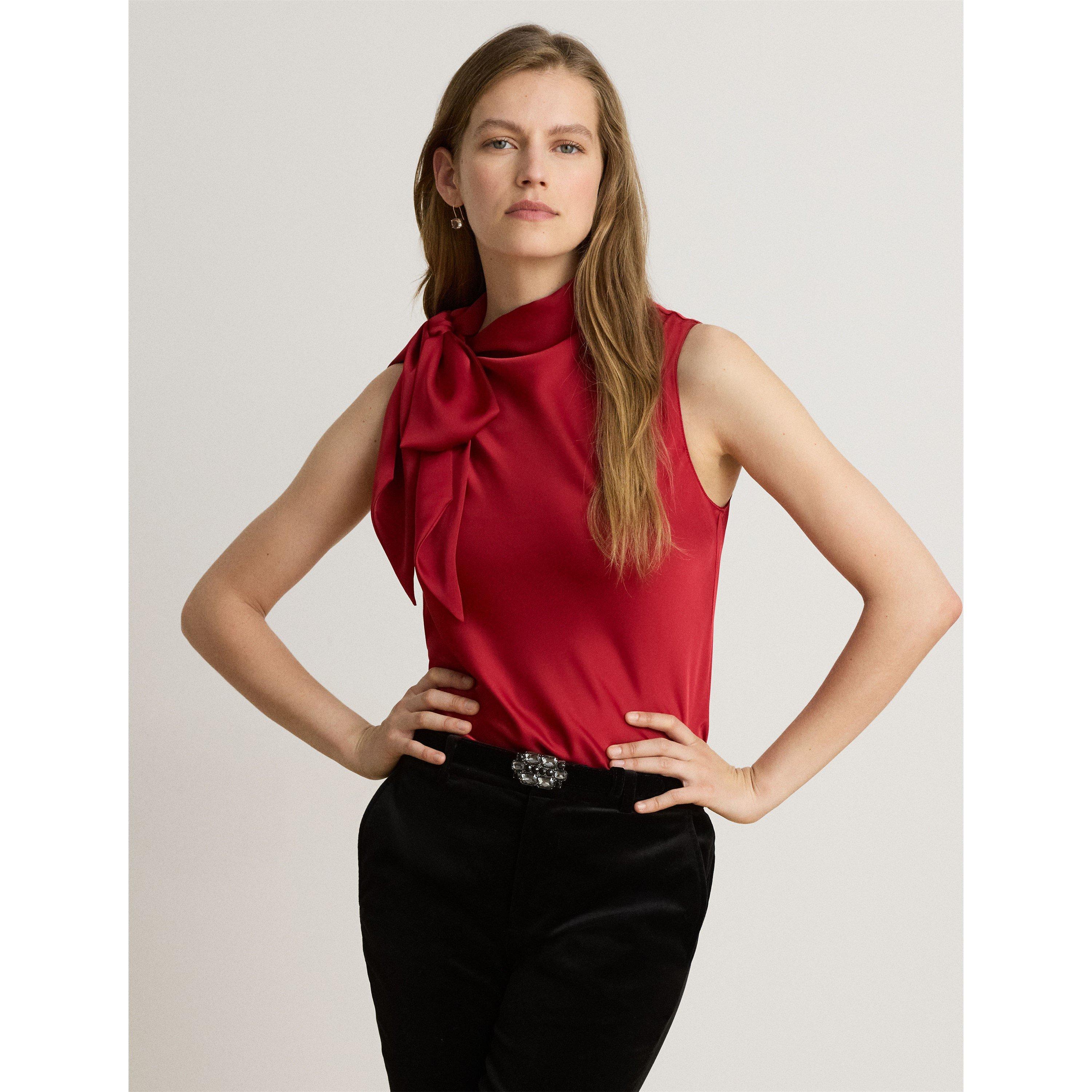 RALPH RED - Lauren by Ralph Lauren - Women's Bow Sleeveless Blouse - 2