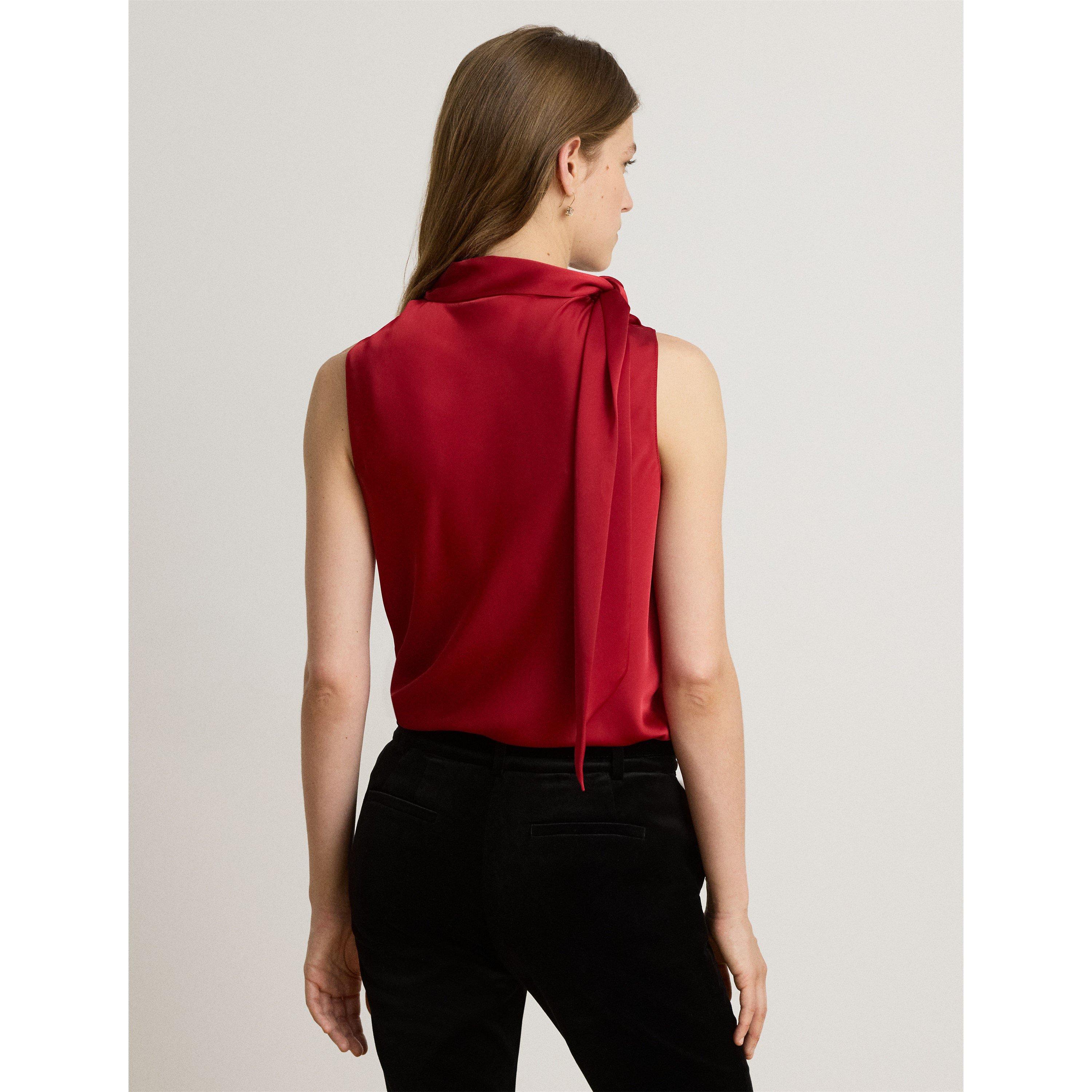 RALPH RED - Lauren by Ralph Lauren - Women's Bow Sleeveless Blouse - 3
