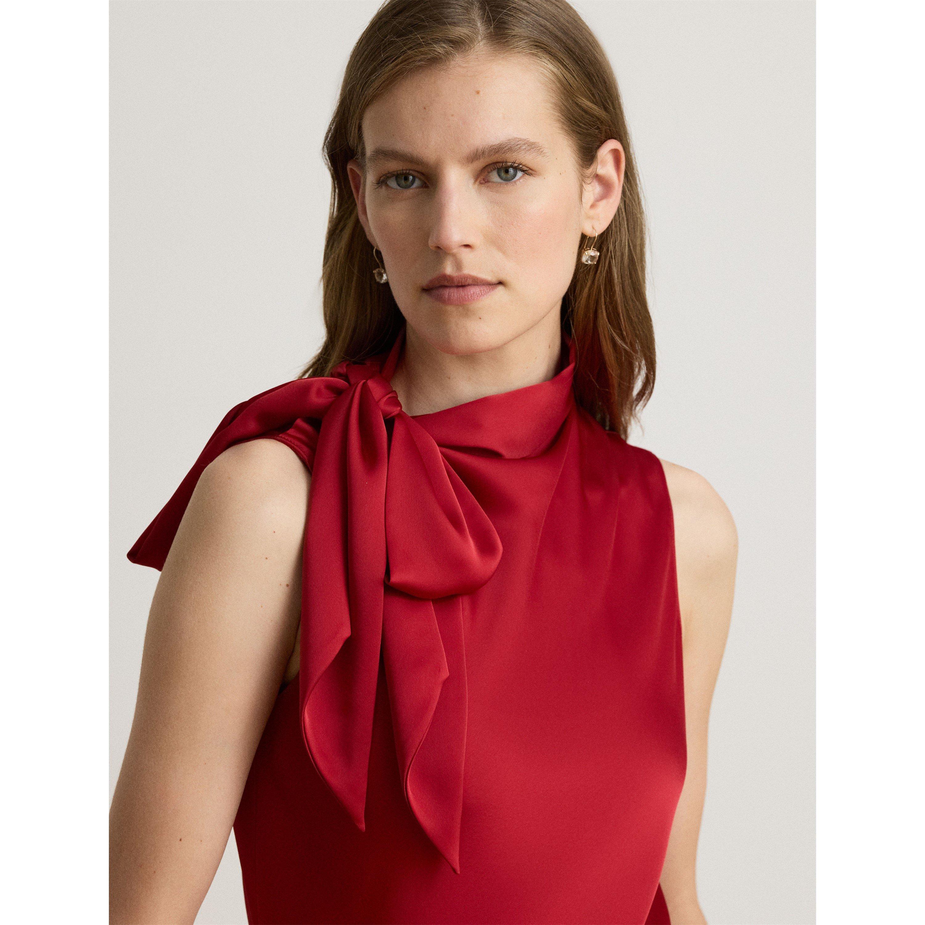 RALPH RED - Lauren by Ralph Lauren - Women's Bow Sleeveless Blouse - 4