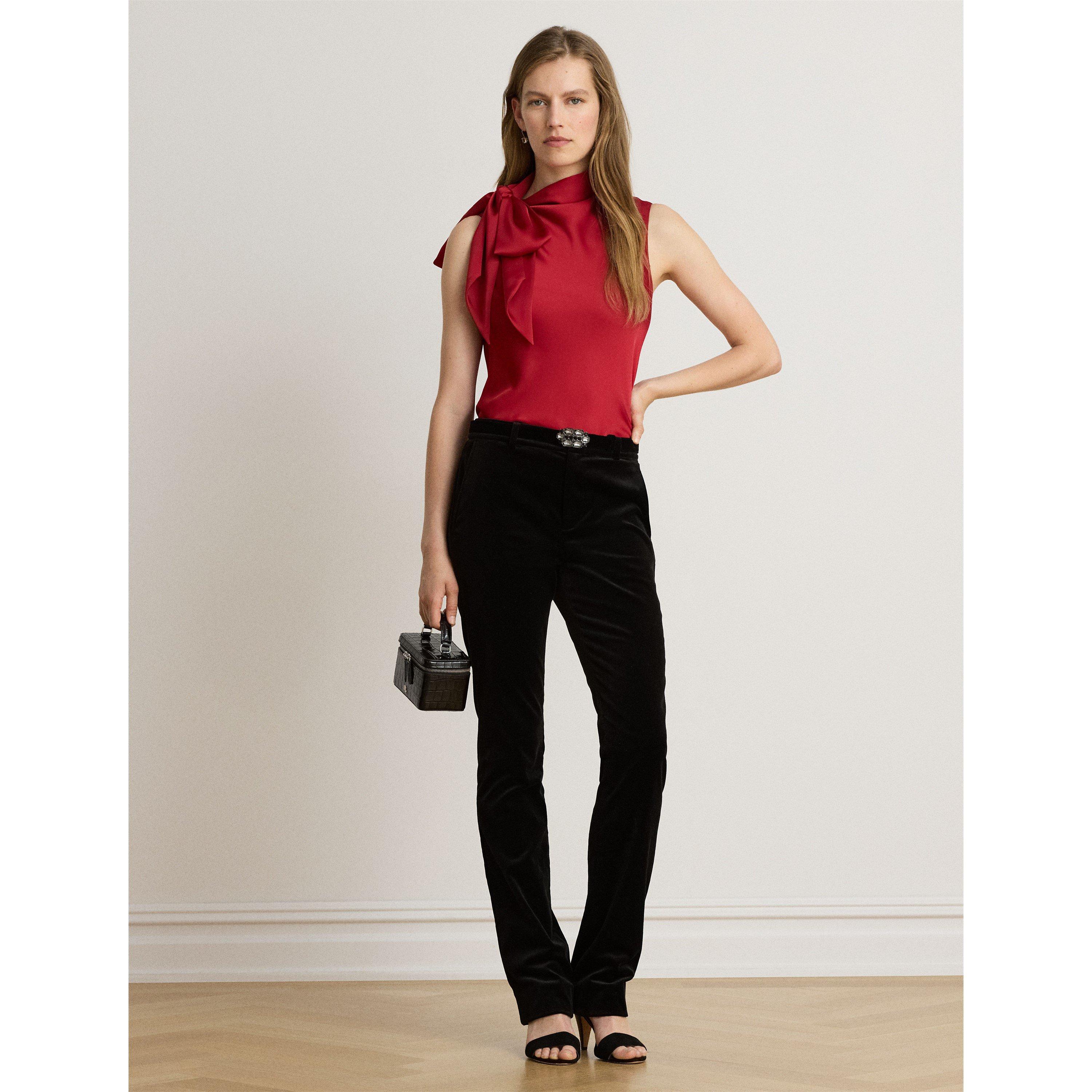 RALPH RED - Lauren by Ralph Lauren - Women's Bow Sleeveless Blouse - 5