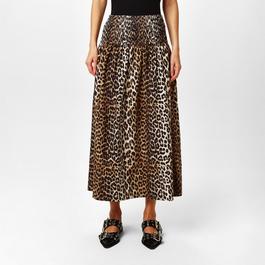 Ganni Leopard Smock Skirt