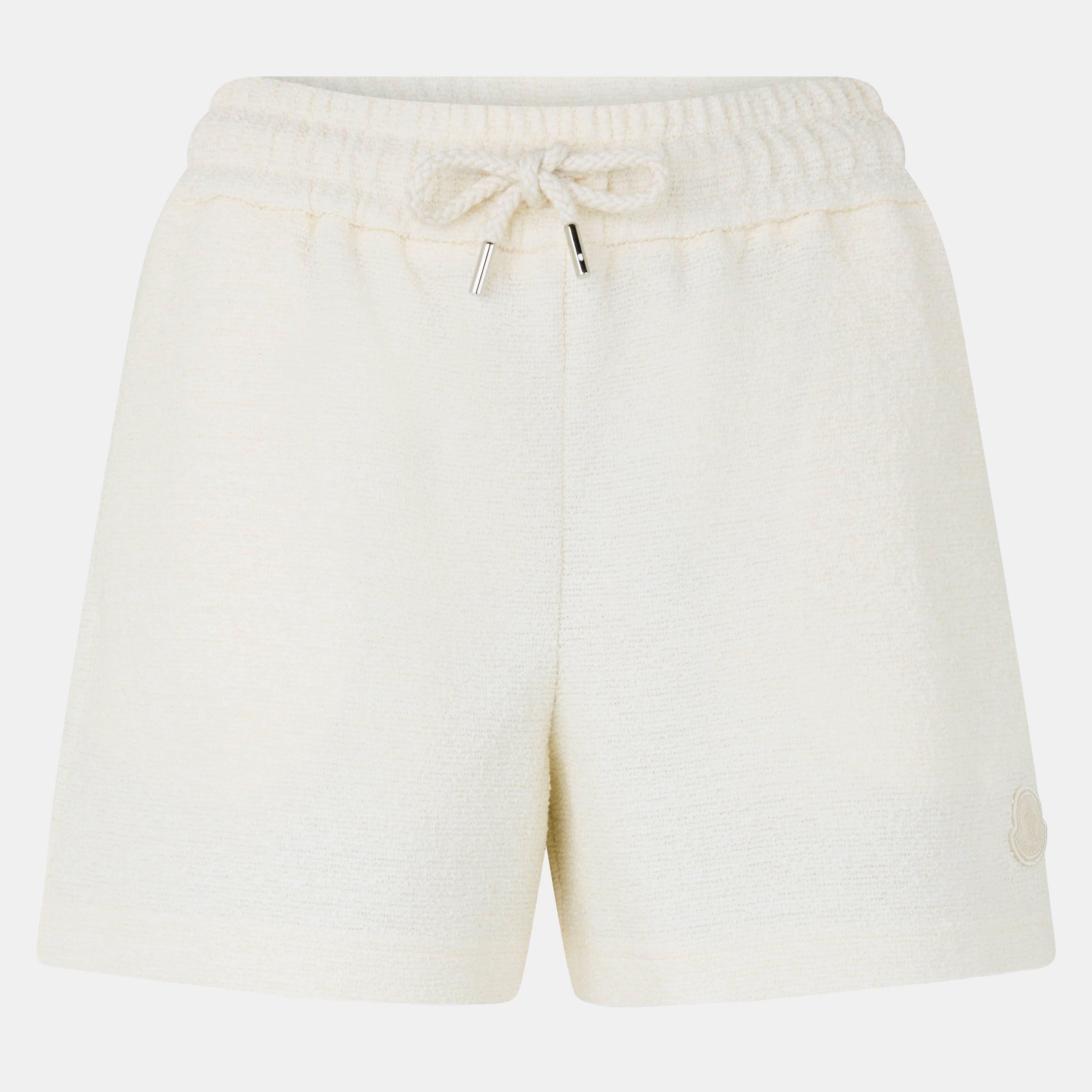 Moncler Women's Lightweight Woven Elasticated Waist Tracksuit Shorts - White 034 - Size 14 (L)