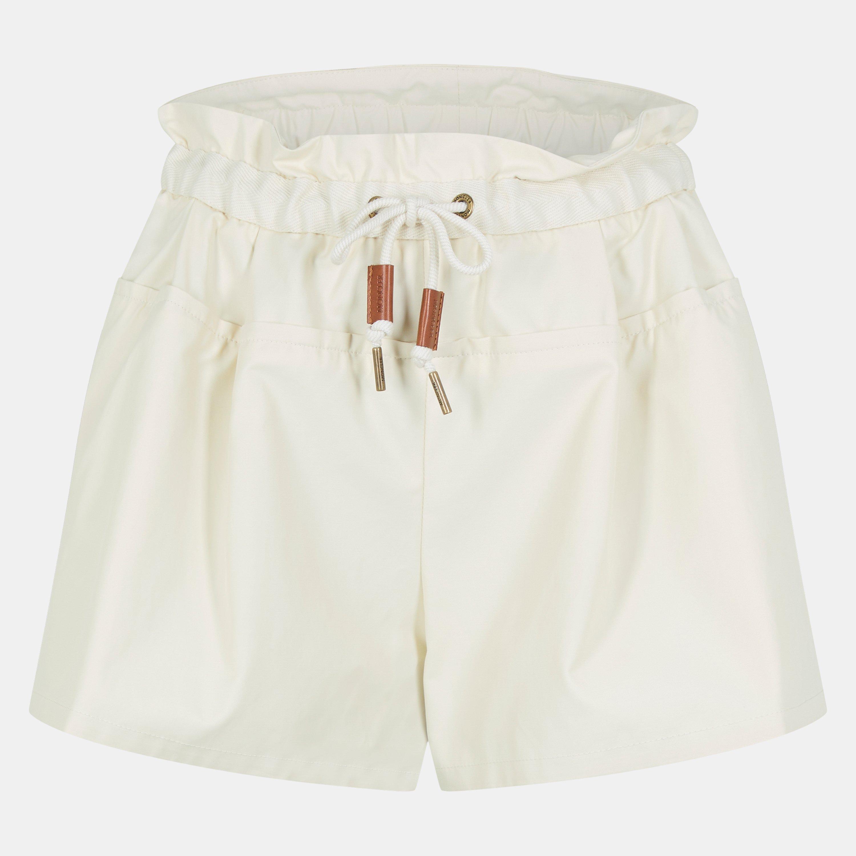Moncler Women's Lightweight Woven Tracksuit Shorts - White 051 - Size 14 (L)