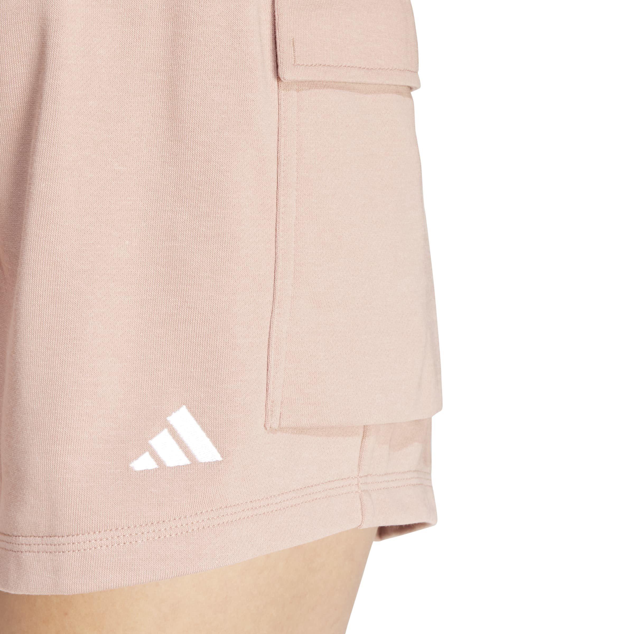 Arcilla cálida/blanco - adidas - Essentials Small Logo French Terry Cargo Shorts Womens - 5