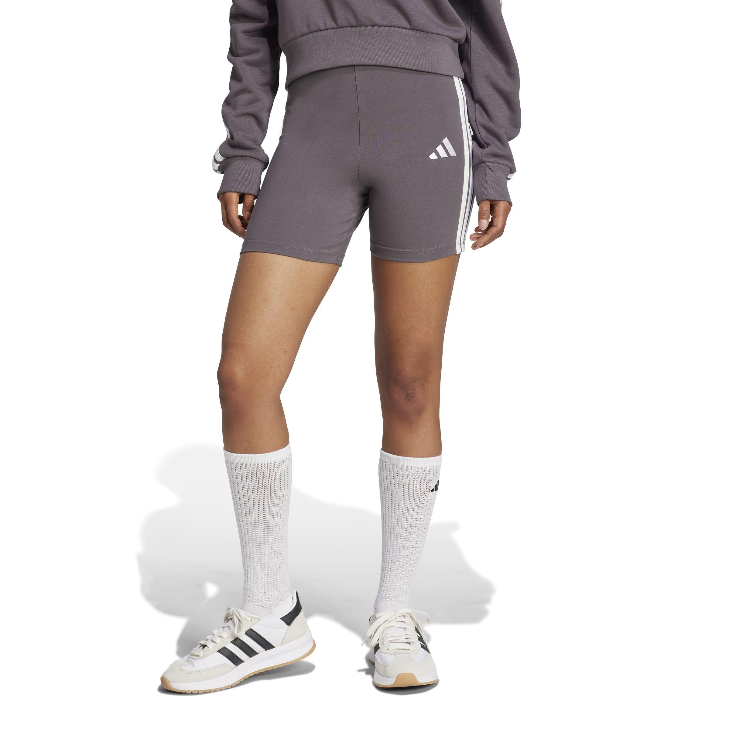 Cinzento Listrado/Branco - adidas - Essentials 3-Stripes Biker Shorts Womens - 2