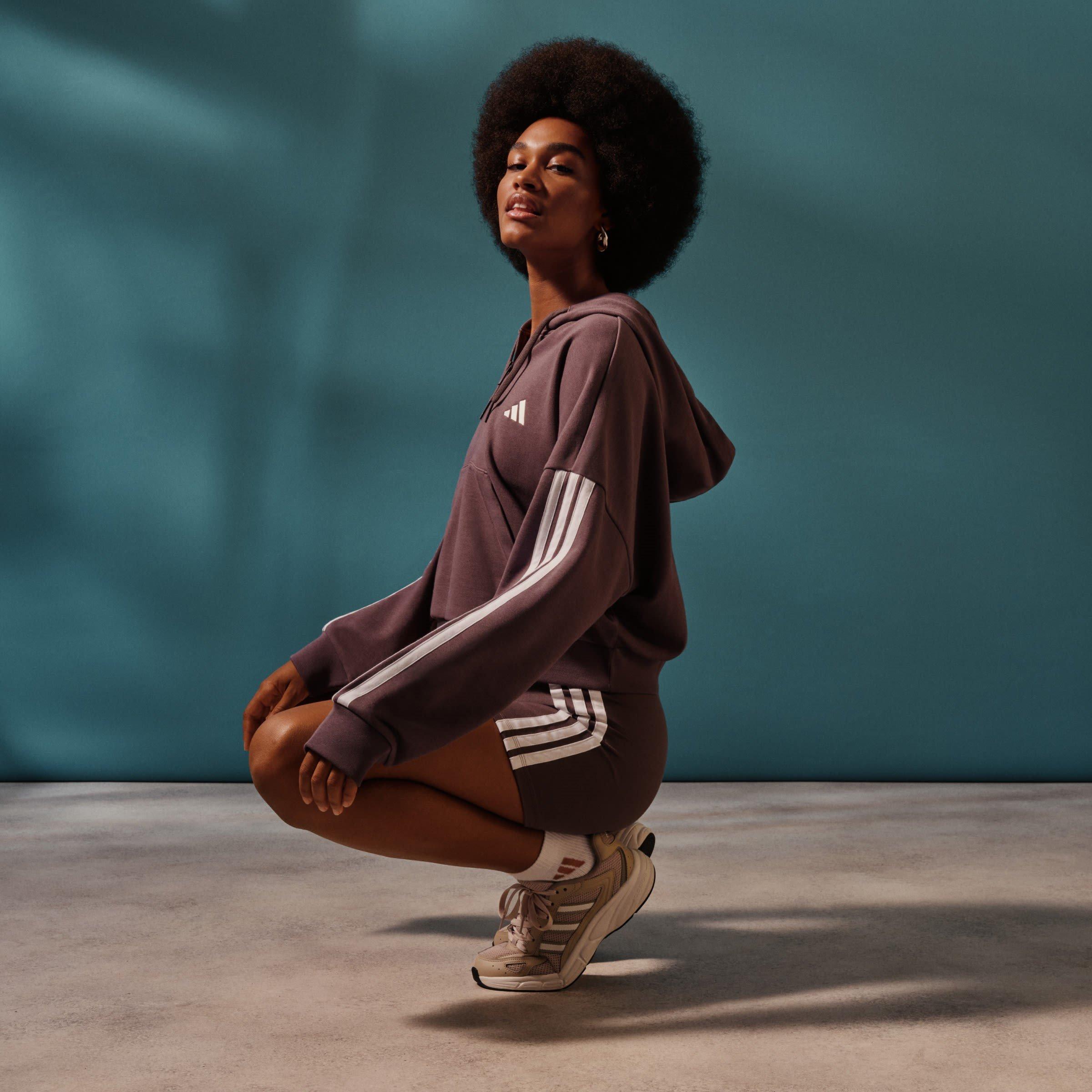 Cinzento Listrado/Branco - adidas - Essentials 3-Stripes Biker Shorts Womens - 7