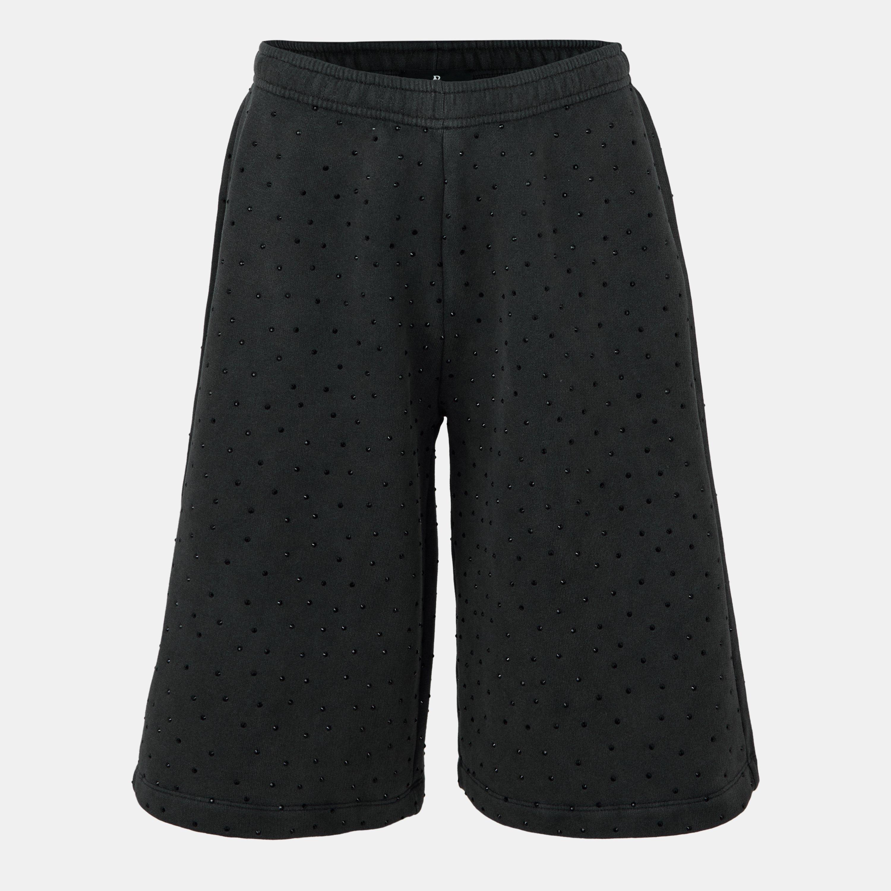 Washed Grey - Represent - Women's Spark Nappa Leather Woven Tracksuit Shorts - 1