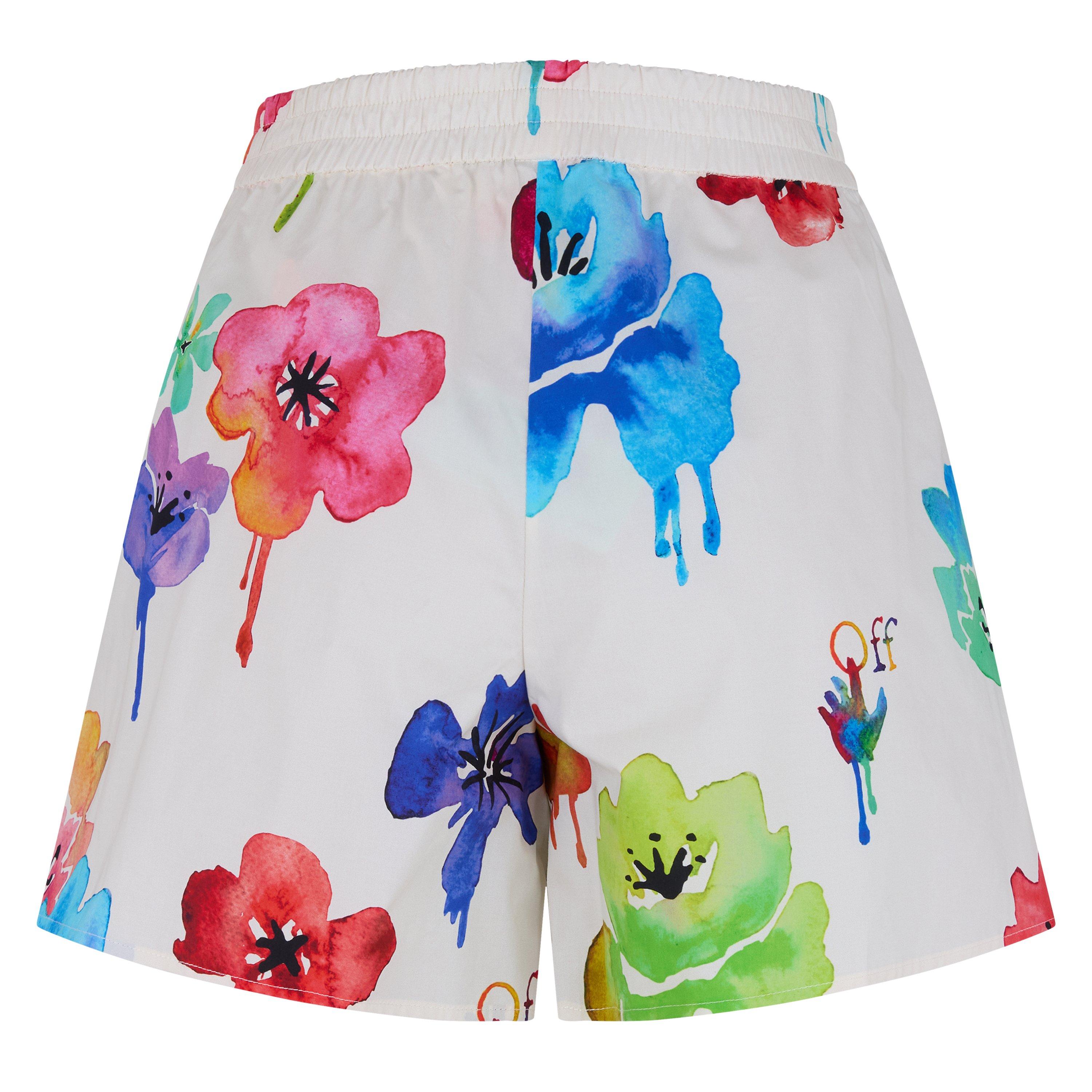 Multicolore - Off White - Women&#x27;s Floral Print Shorts, Vibrant Design - 2
