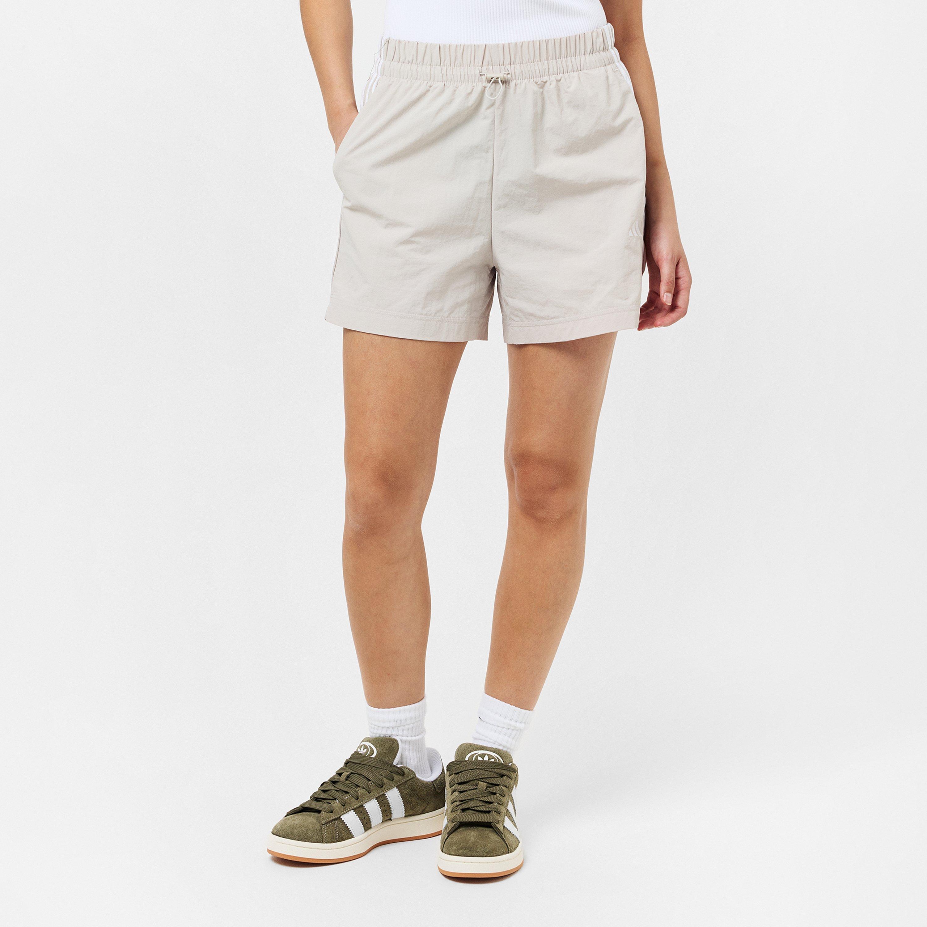 Beige - adidas - Essentials 3-Stripes Lifestyle Woven Shorts Womens - 3