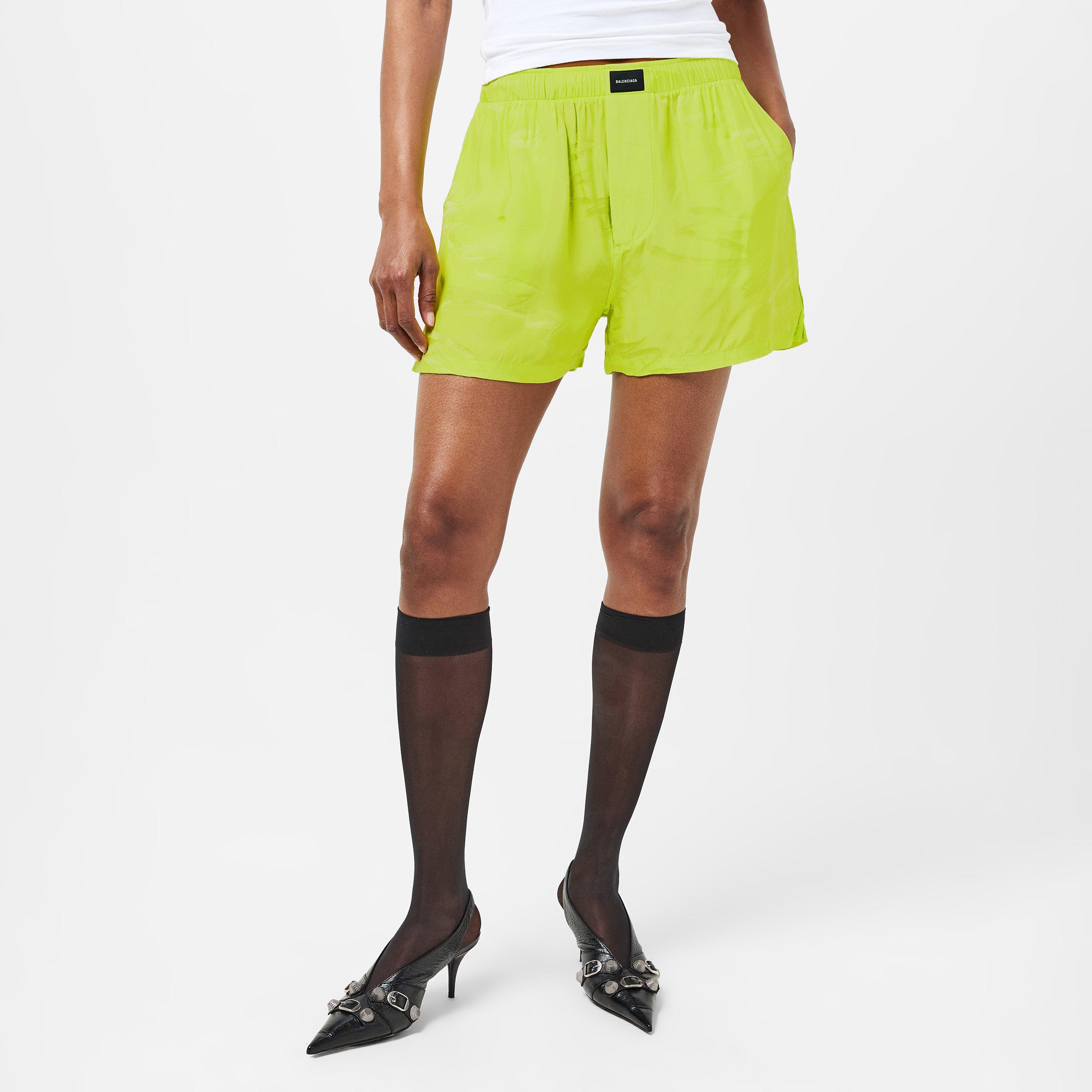 Fluo Yellow - Balenciaga - Women's Woven Shorts - 3