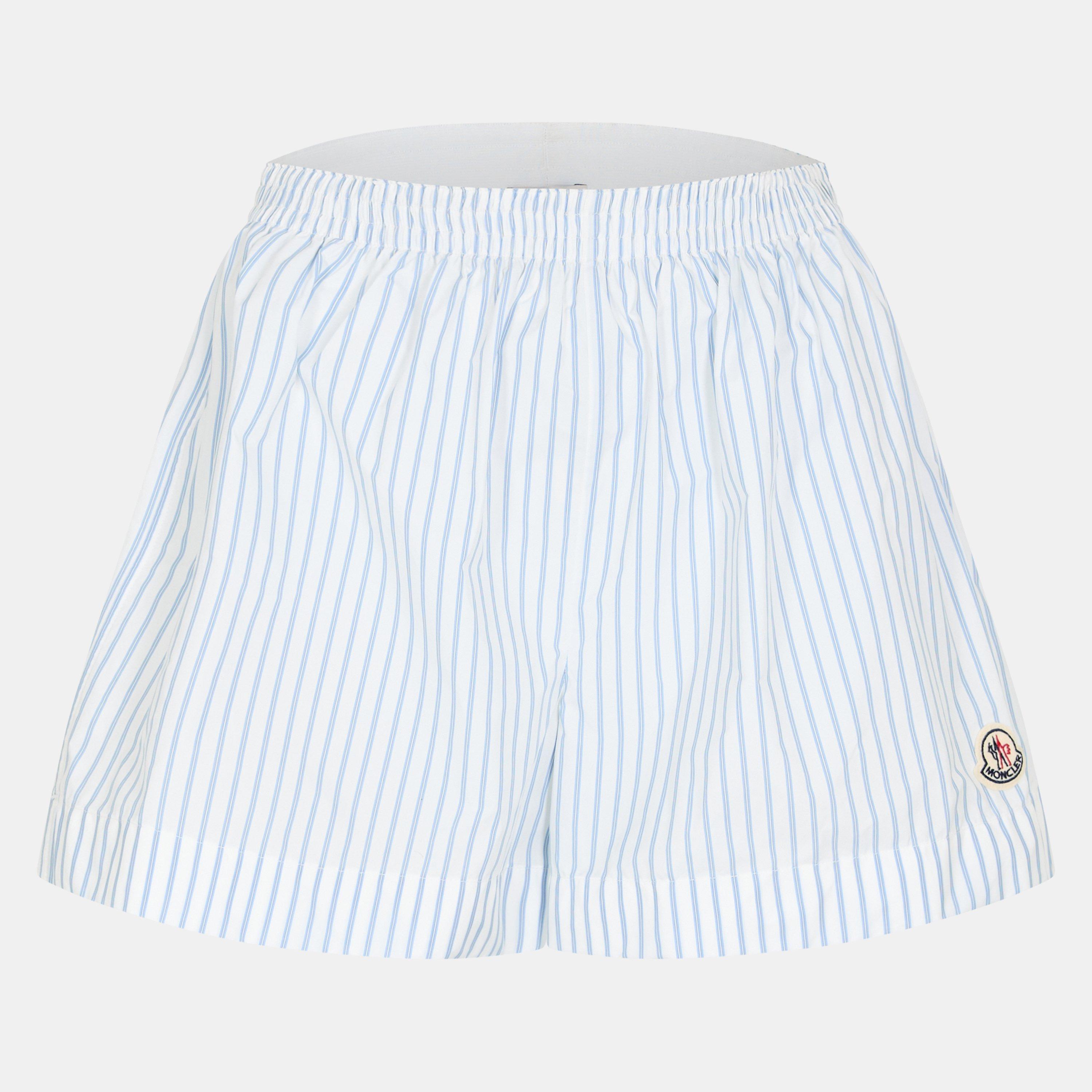 Blue/White F00 - Moncler - Women's Stripe Woven Tracksuit Shorts - 1