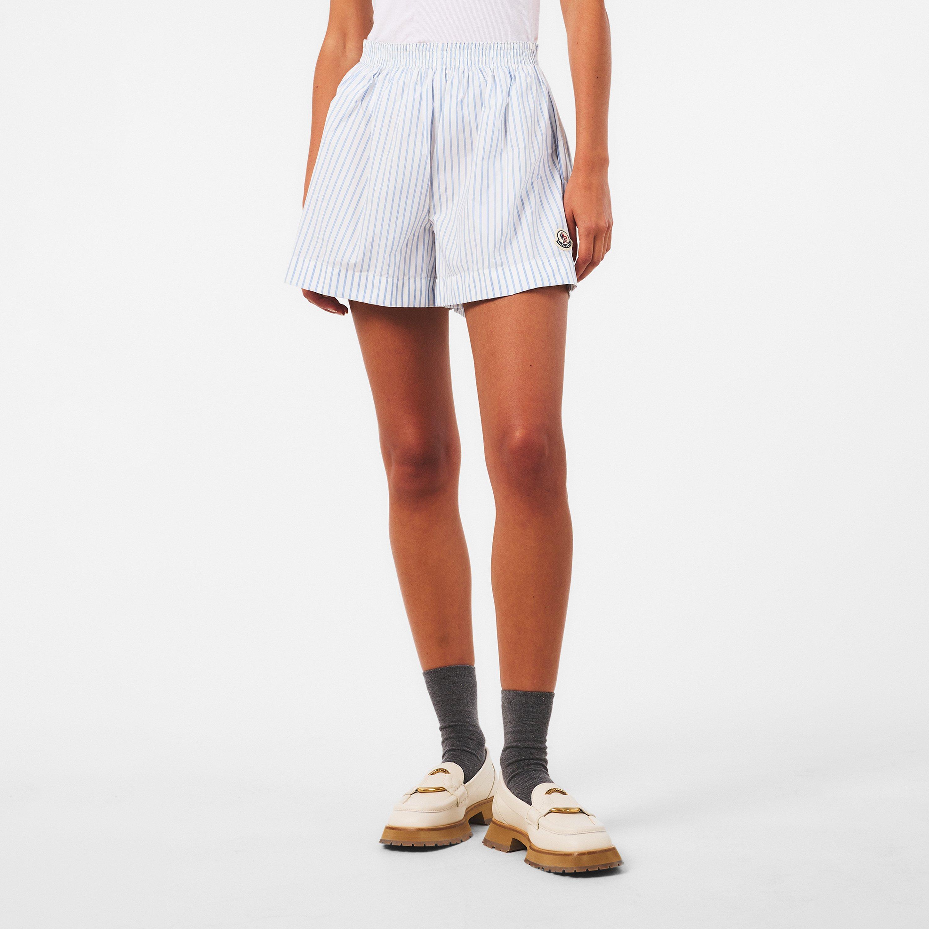 Blue/White F00 - Moncler - Women's Stripe Woven Tracksuit Shorts - 3