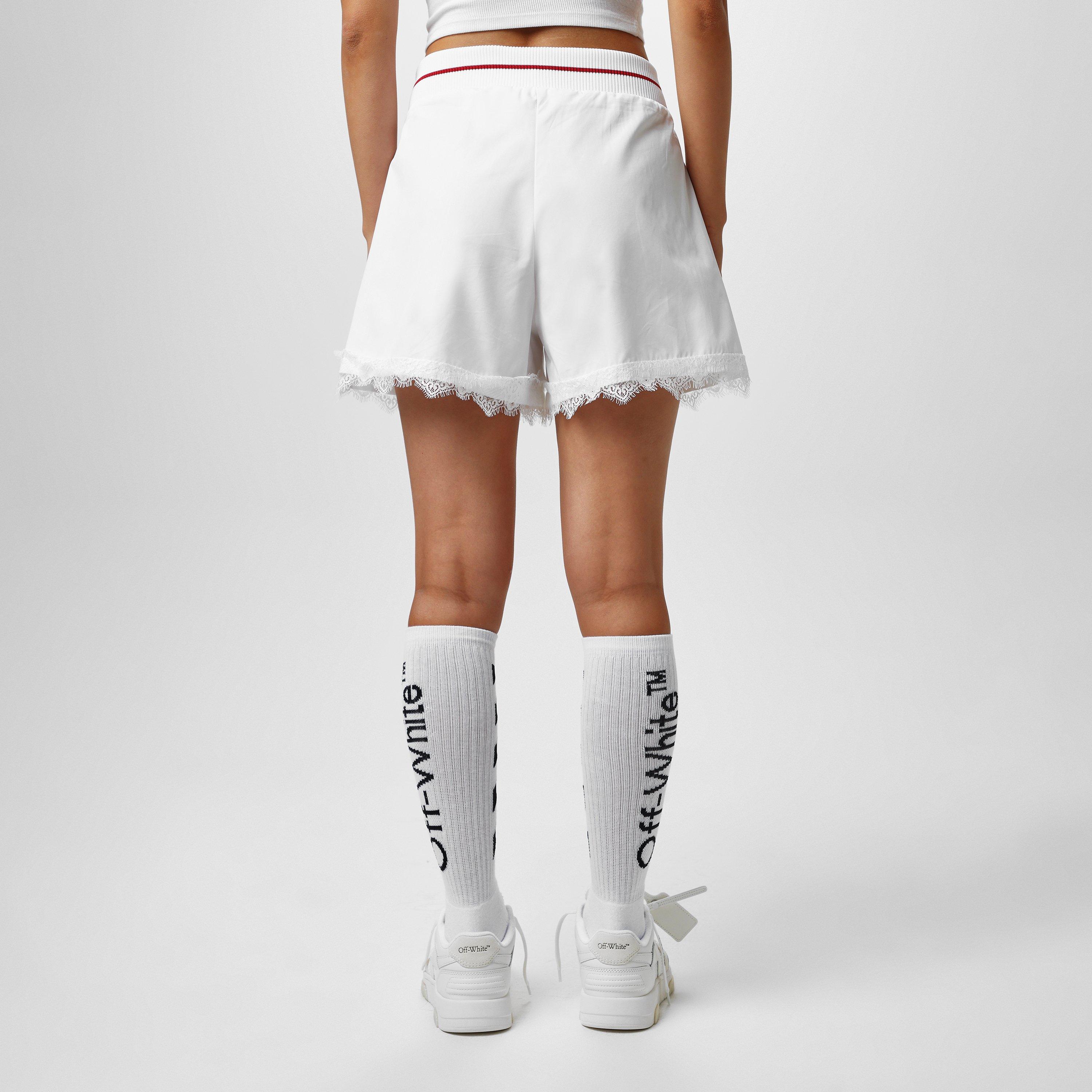 White - Off White - Women's Embroidered Baseball Shorts, Design - 3
