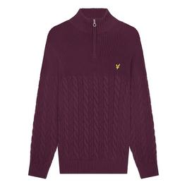 Cable Knit Quarter Zip Jumper Prix du bas vers le haut