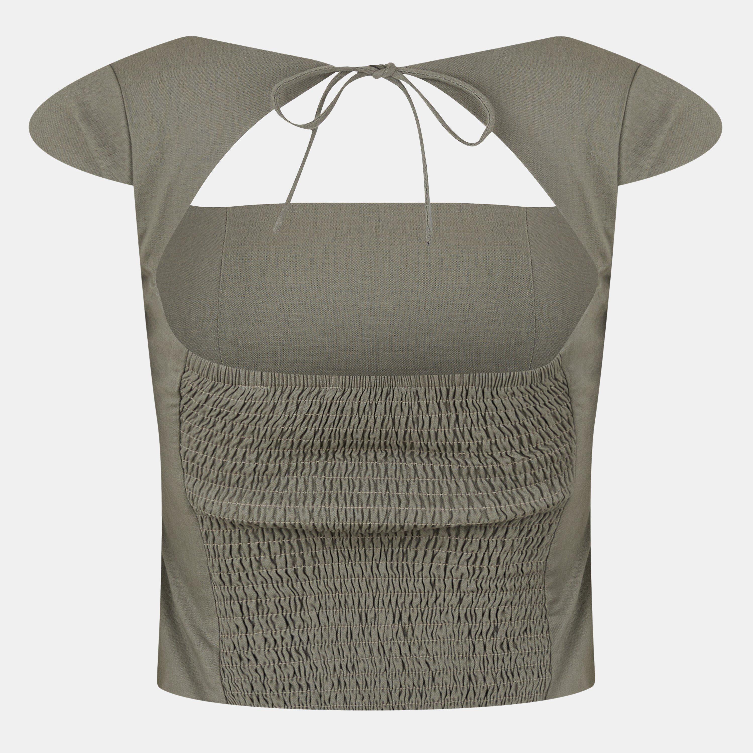 Kaki - Jack Wills - Cap Sleeve Blouse - 2