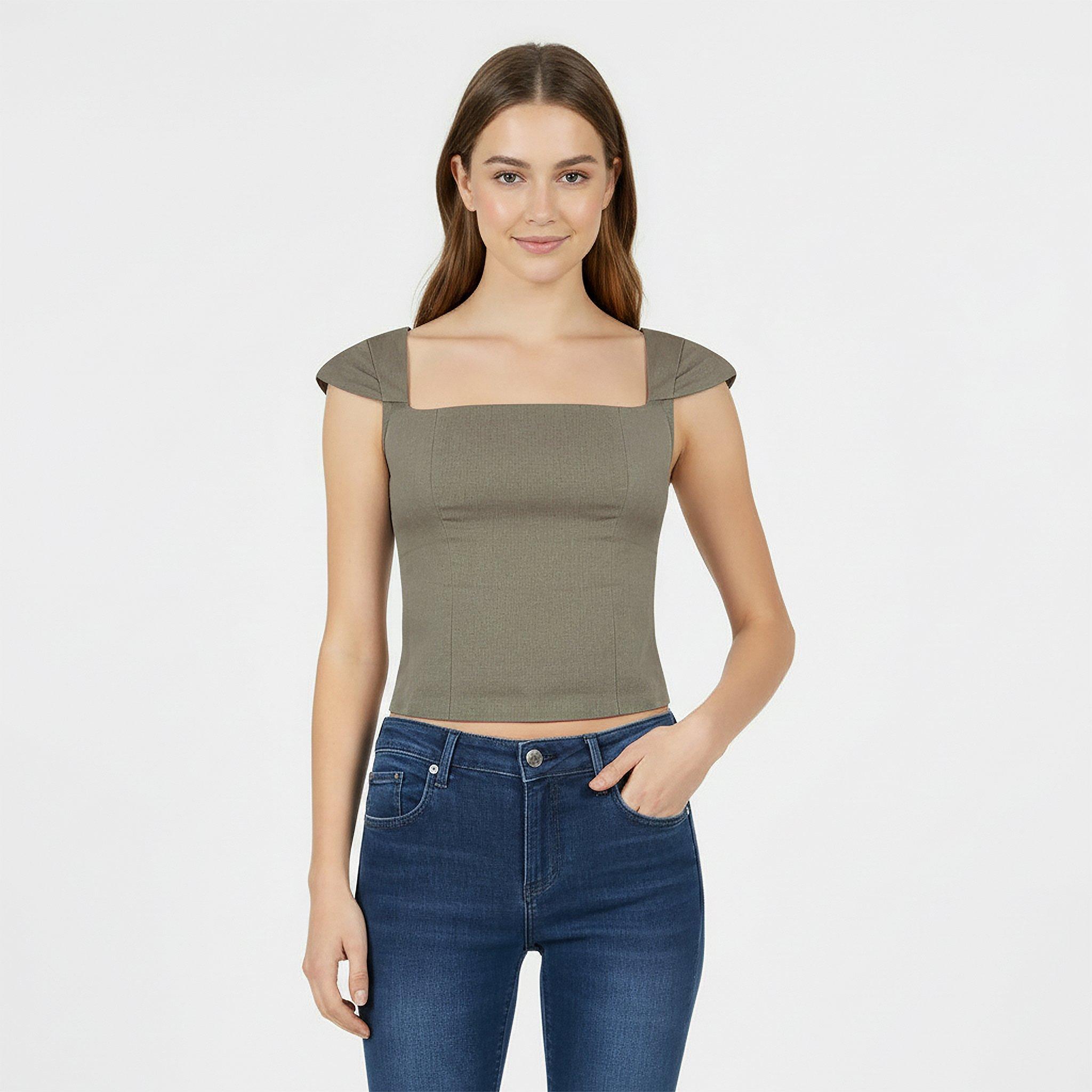 Khaki - Jack Wills - Cap Sleeve Blouse - 3