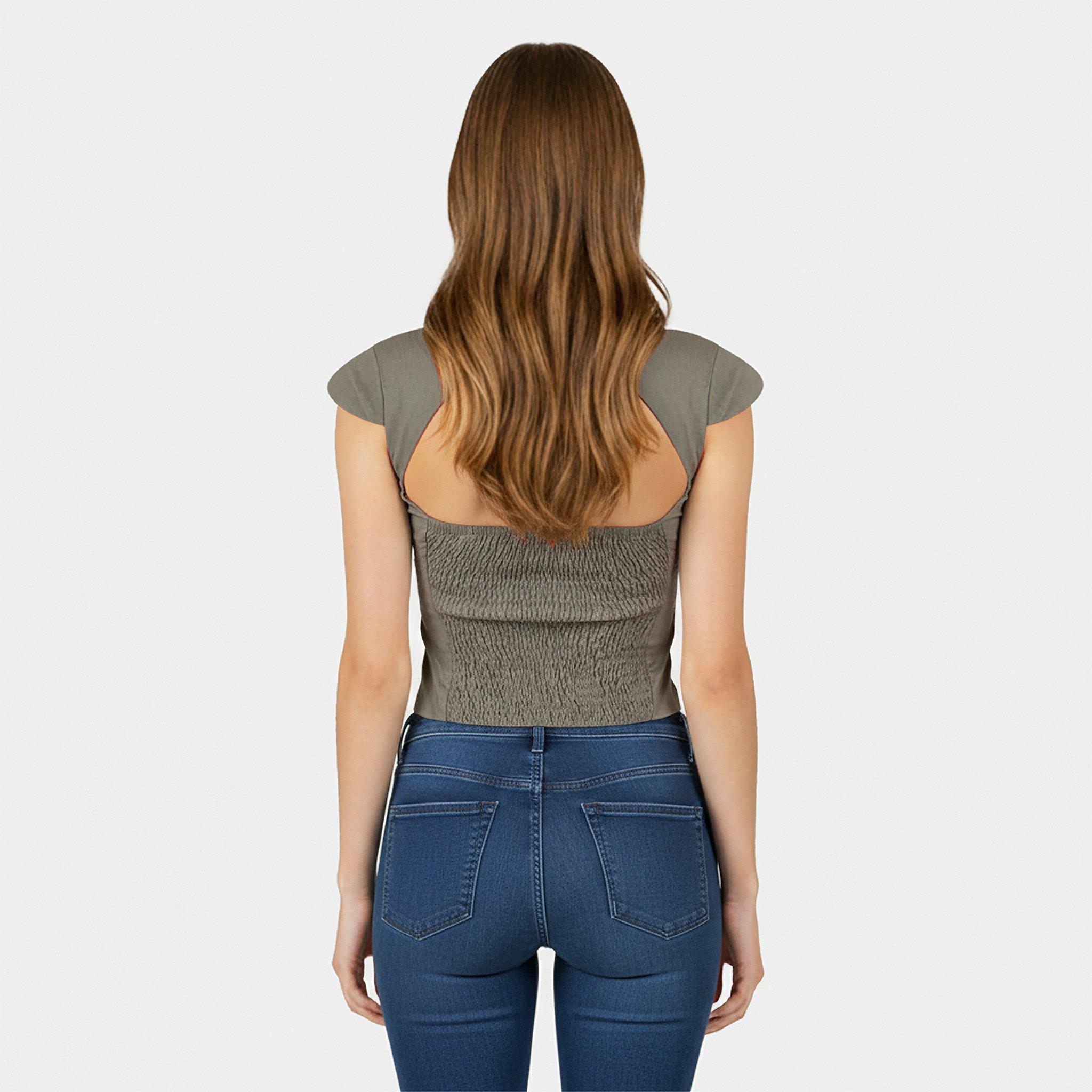 Khaki - Jack Wills - Cap Sleeve Blouse - 4