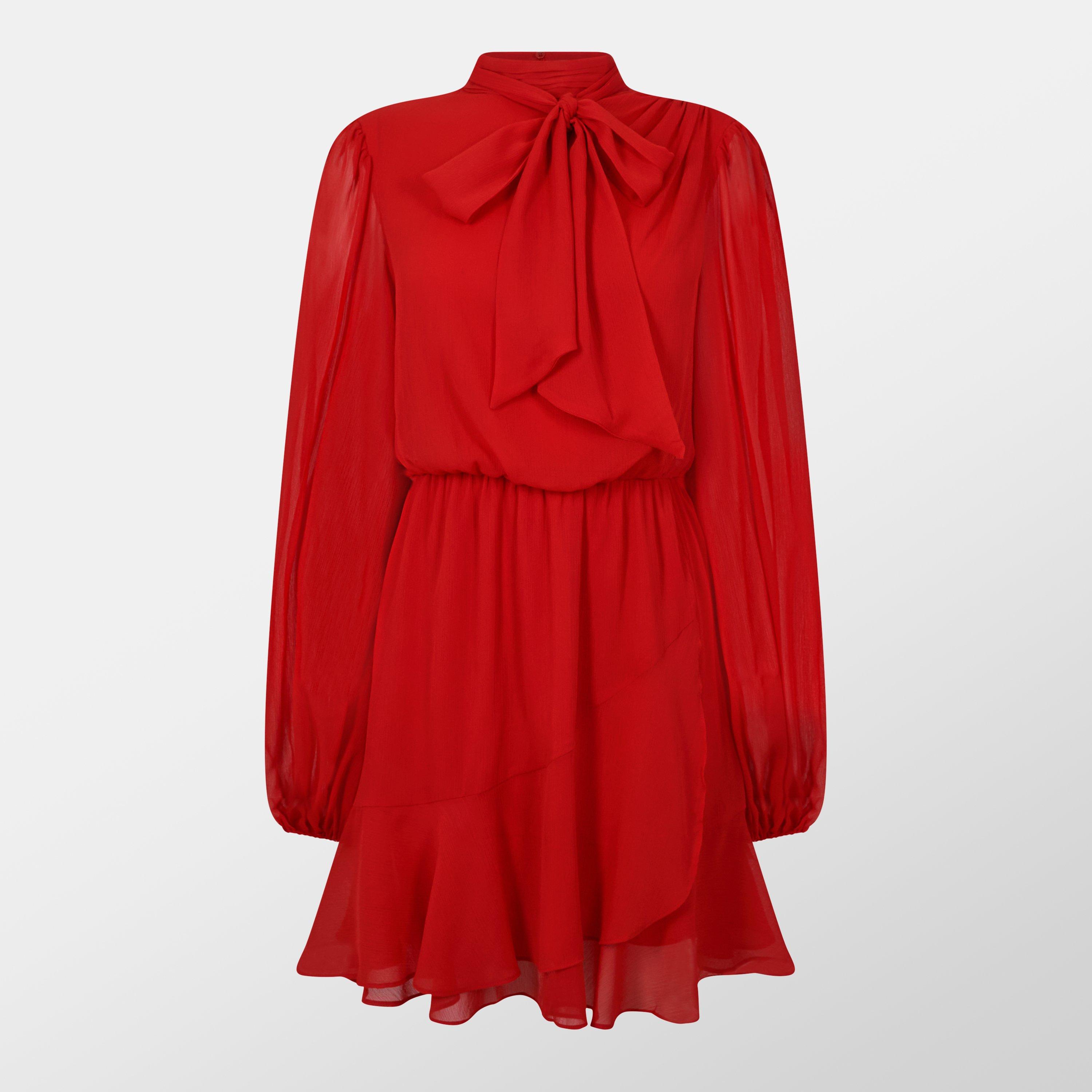 Red - Ted Baker - Women's Zebrina Neck Tie Shift Dress - 1