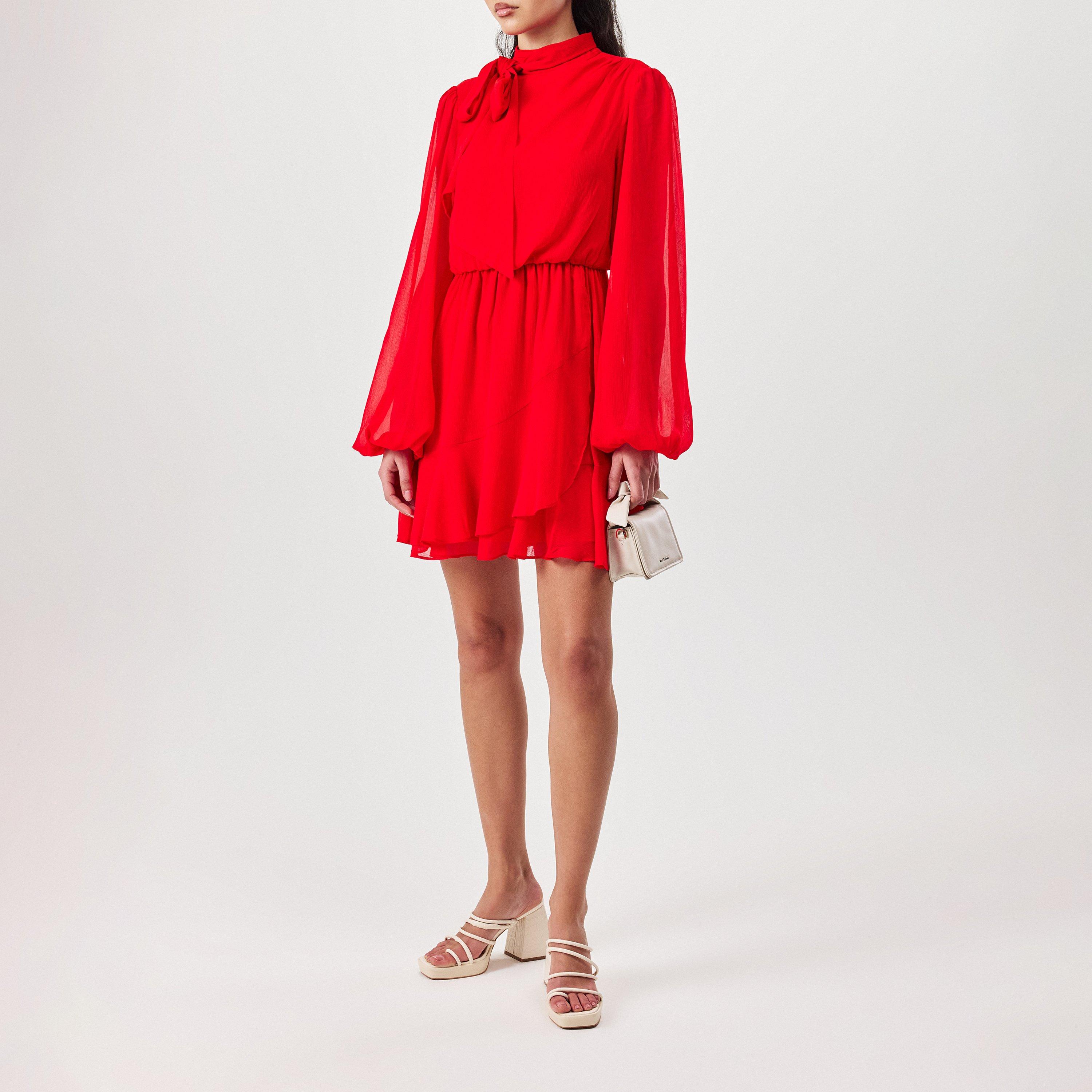 Rosso - Ted Baker - Women's Zebrina Neck Tie Shift Dress - 4