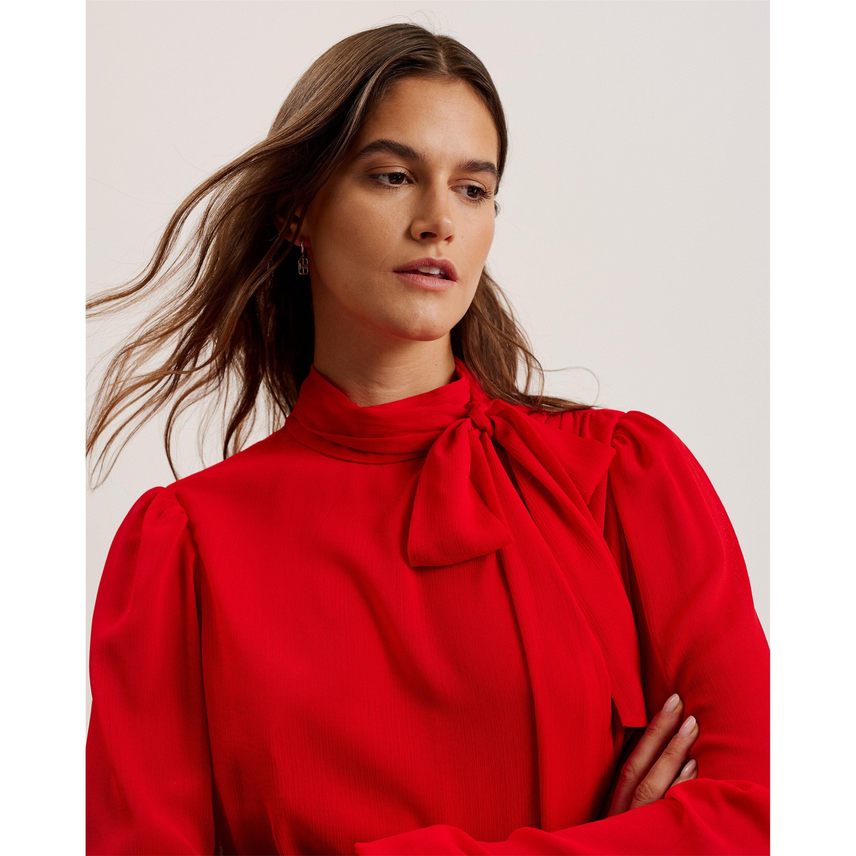 Rosso - Ted Baker - Women's Zebrina Neck Tie Shift Dress - 5