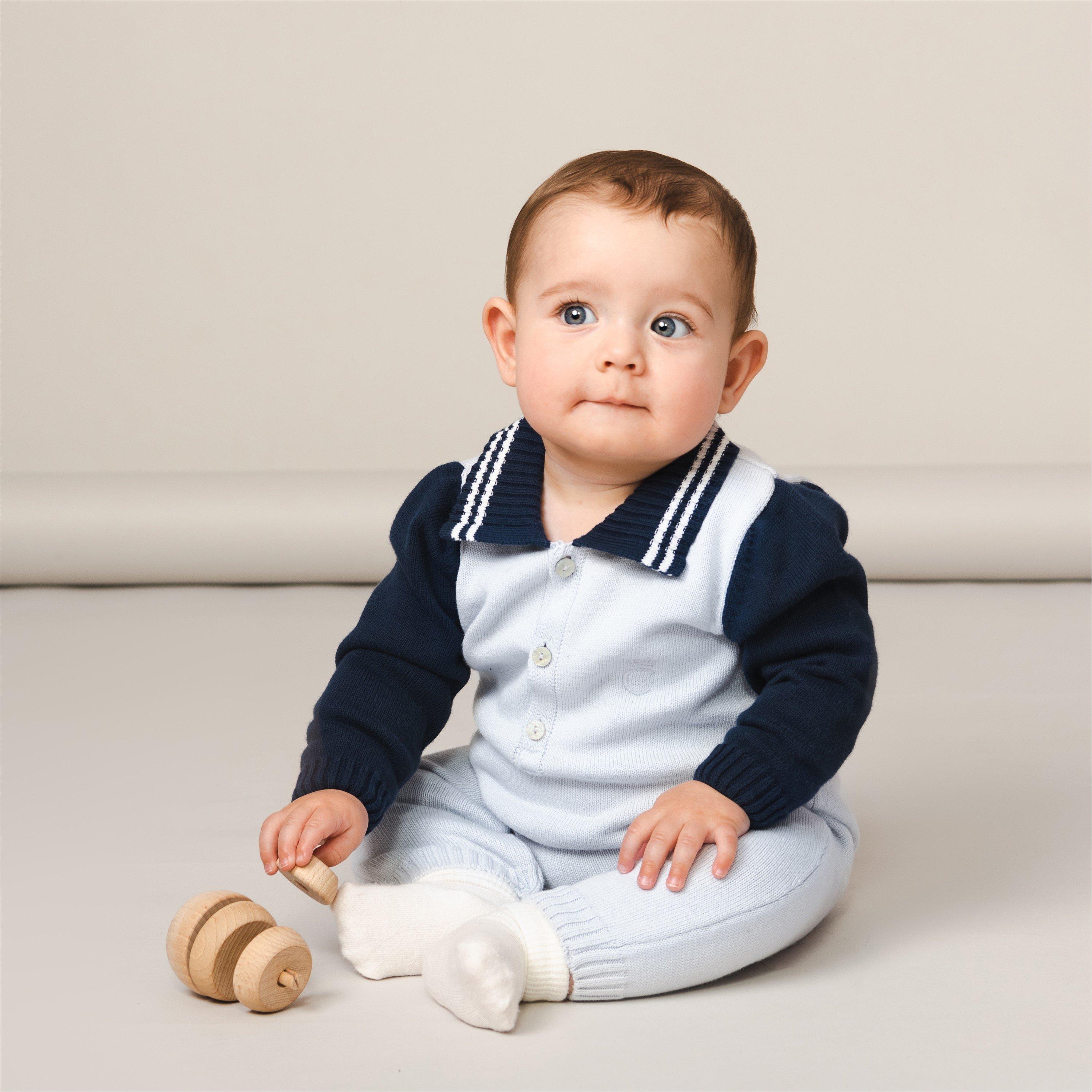 Blu/Nvy - Caramelo Kids - Kids' Knitted Polo Onesie - 2