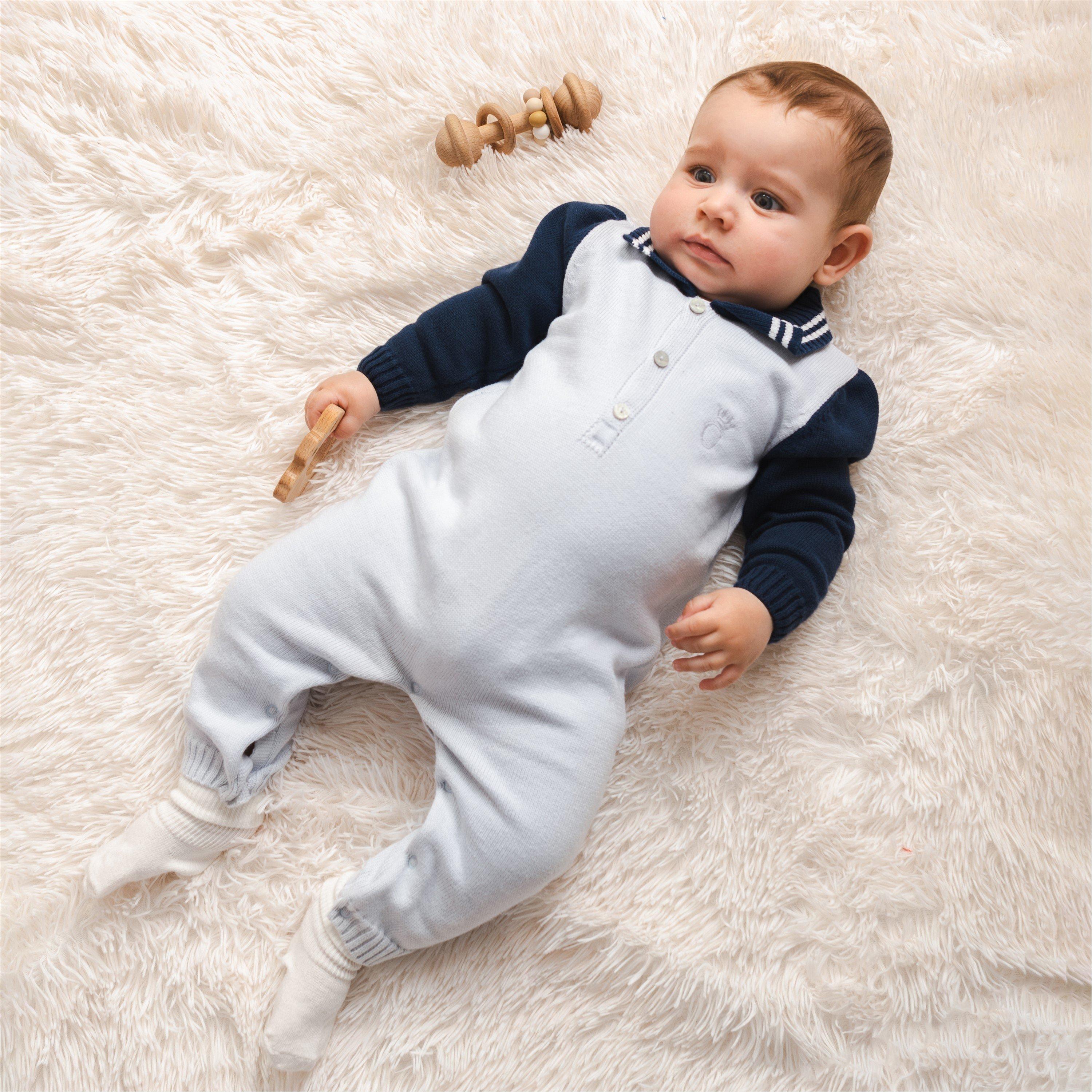 Blu/Nvy - Caramelo Kids - Kids' Knitted Polo Onesie - 3