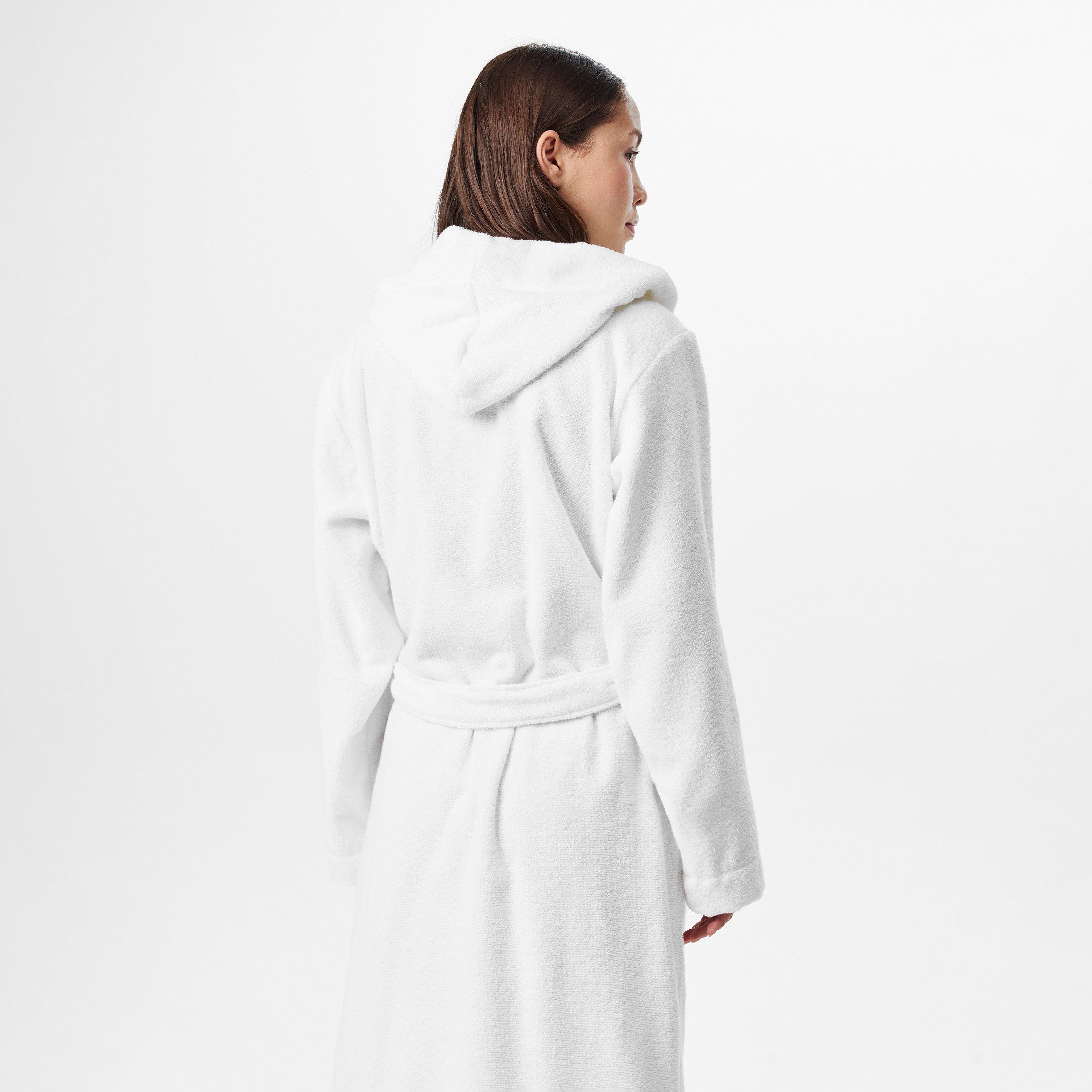 White - Hugo - Cotton Terry Red Logo Dressing Gown - 4