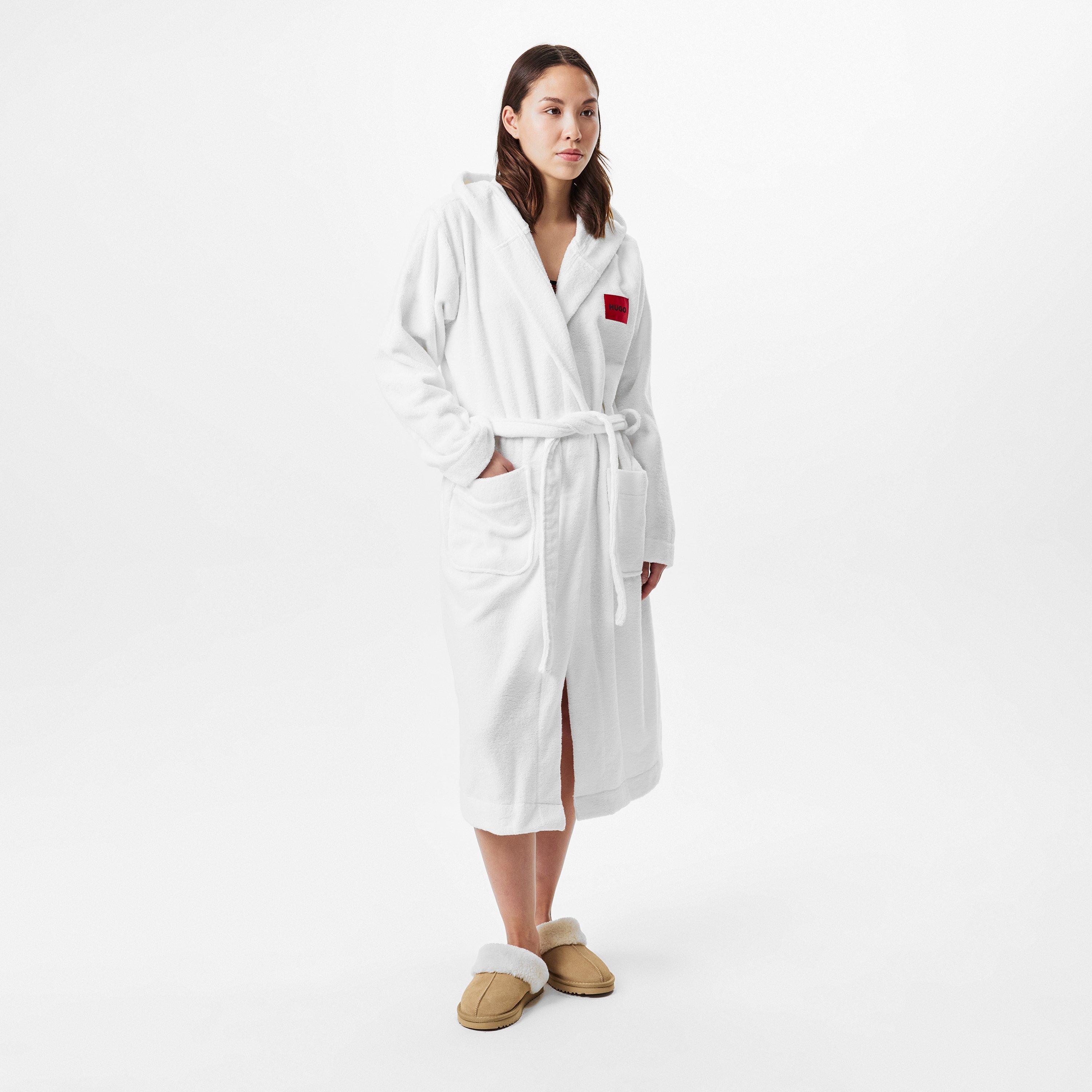 White - Hugo - Cotton Terry Red Logo Dressing Gown - 6