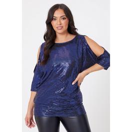 Be You Ladies Glitter Cold Shoulder Top