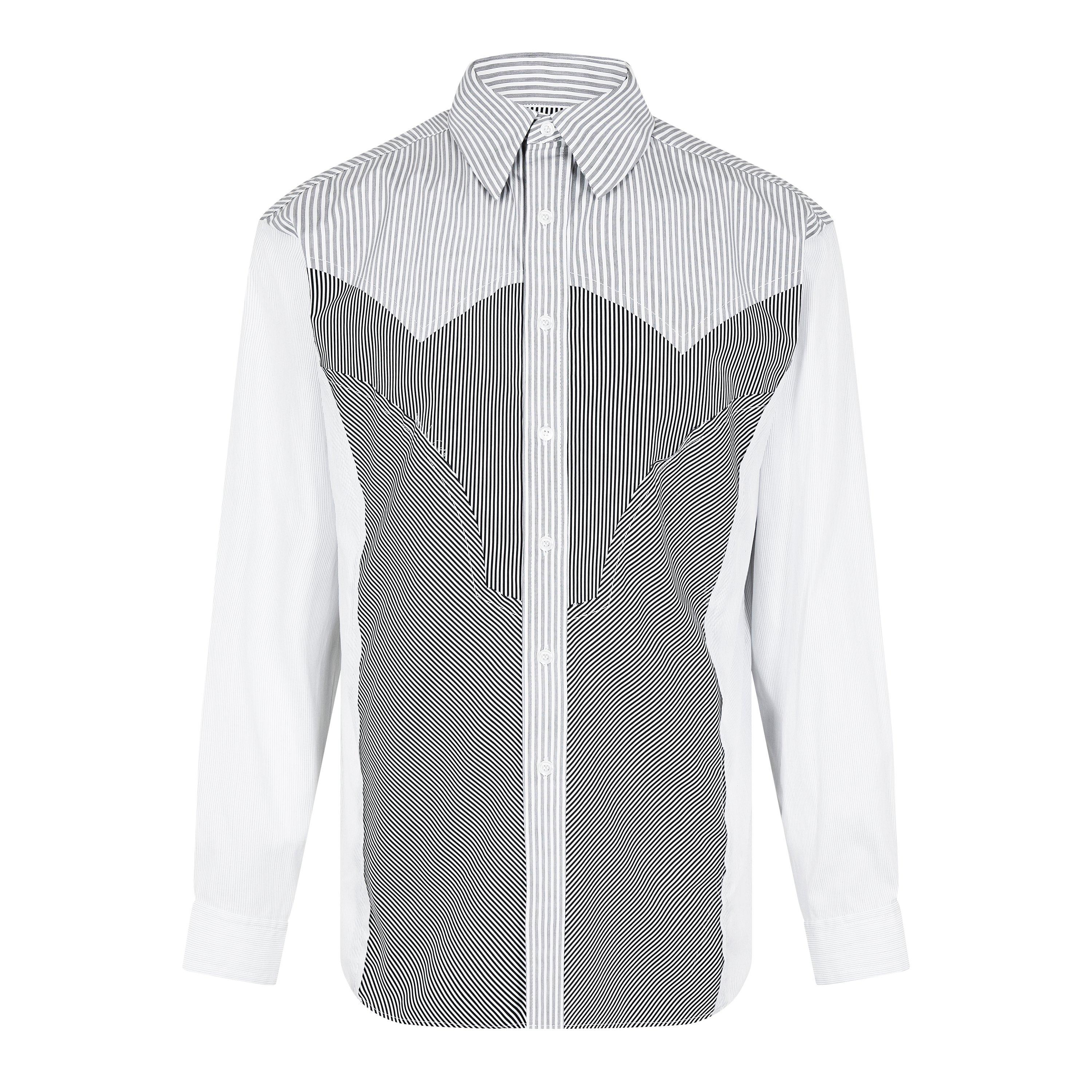 Black - Maison Margiela - Men's Stripe Yoke Long Sleeve Plain Shirt - 5