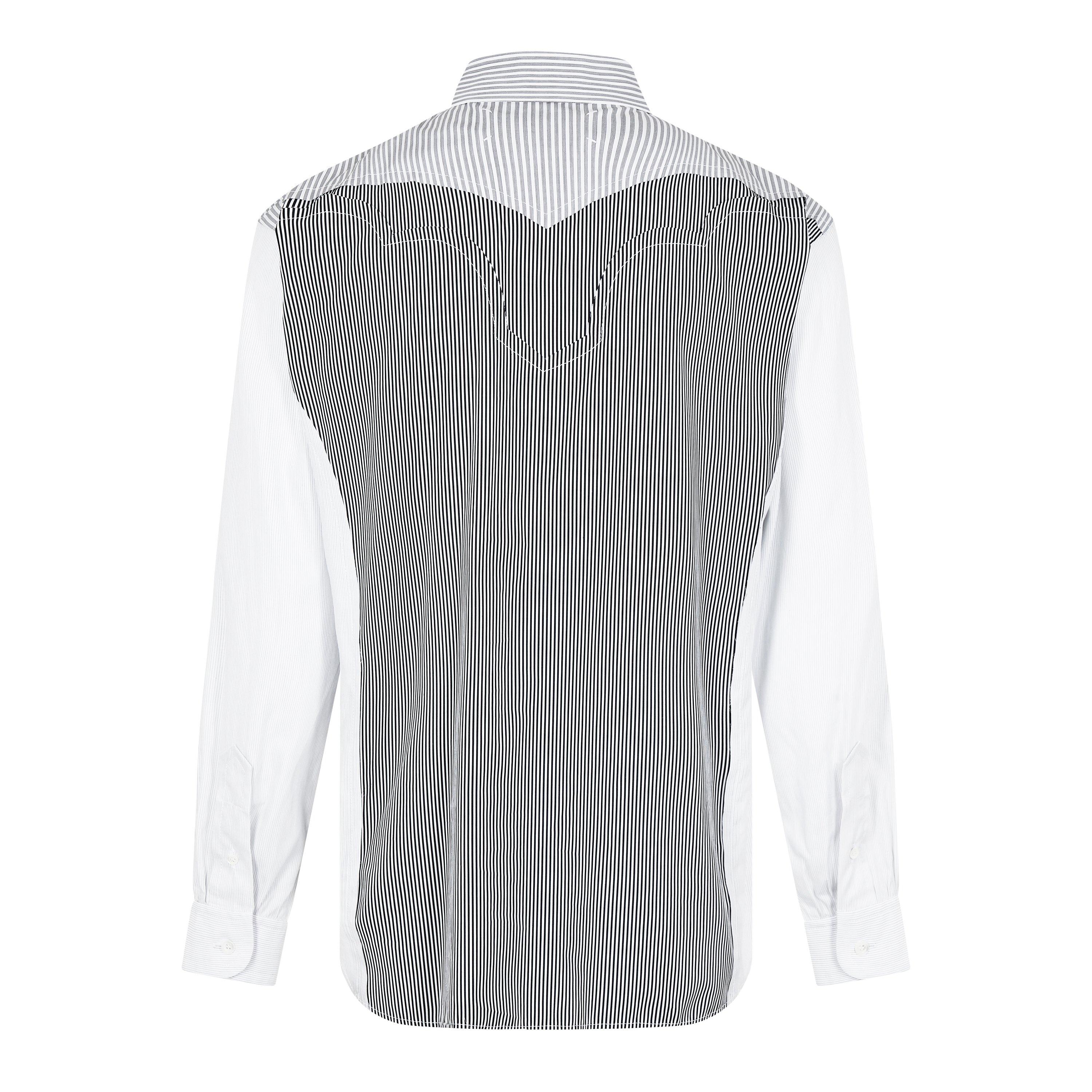 Black - Maison Margiela - Men's Stripe Yoke Long Sleeve Plain Shirt - 6