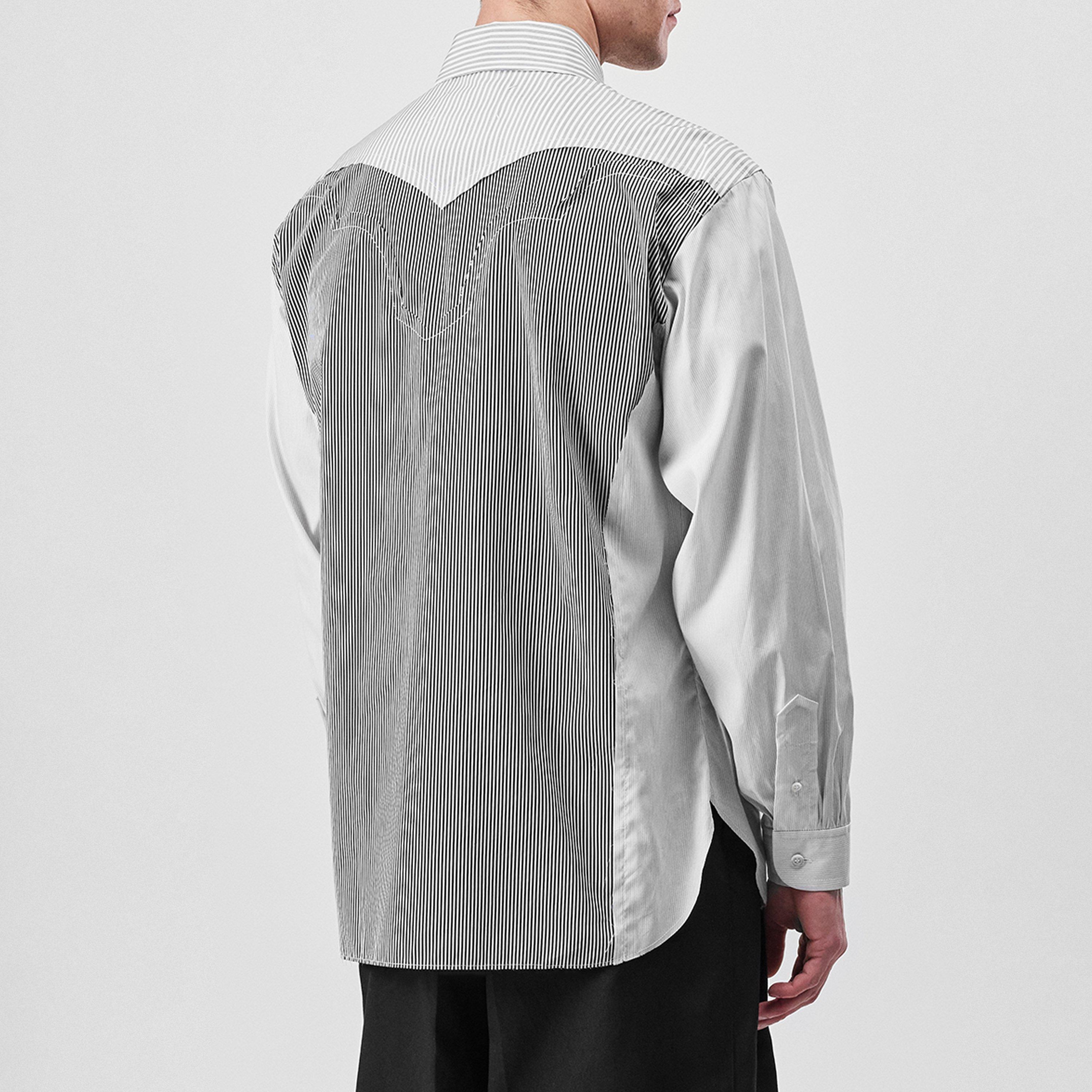 Black - Maison Margiela - Men's Stripe Yoke Long Sleeve Plain Shirt - 3