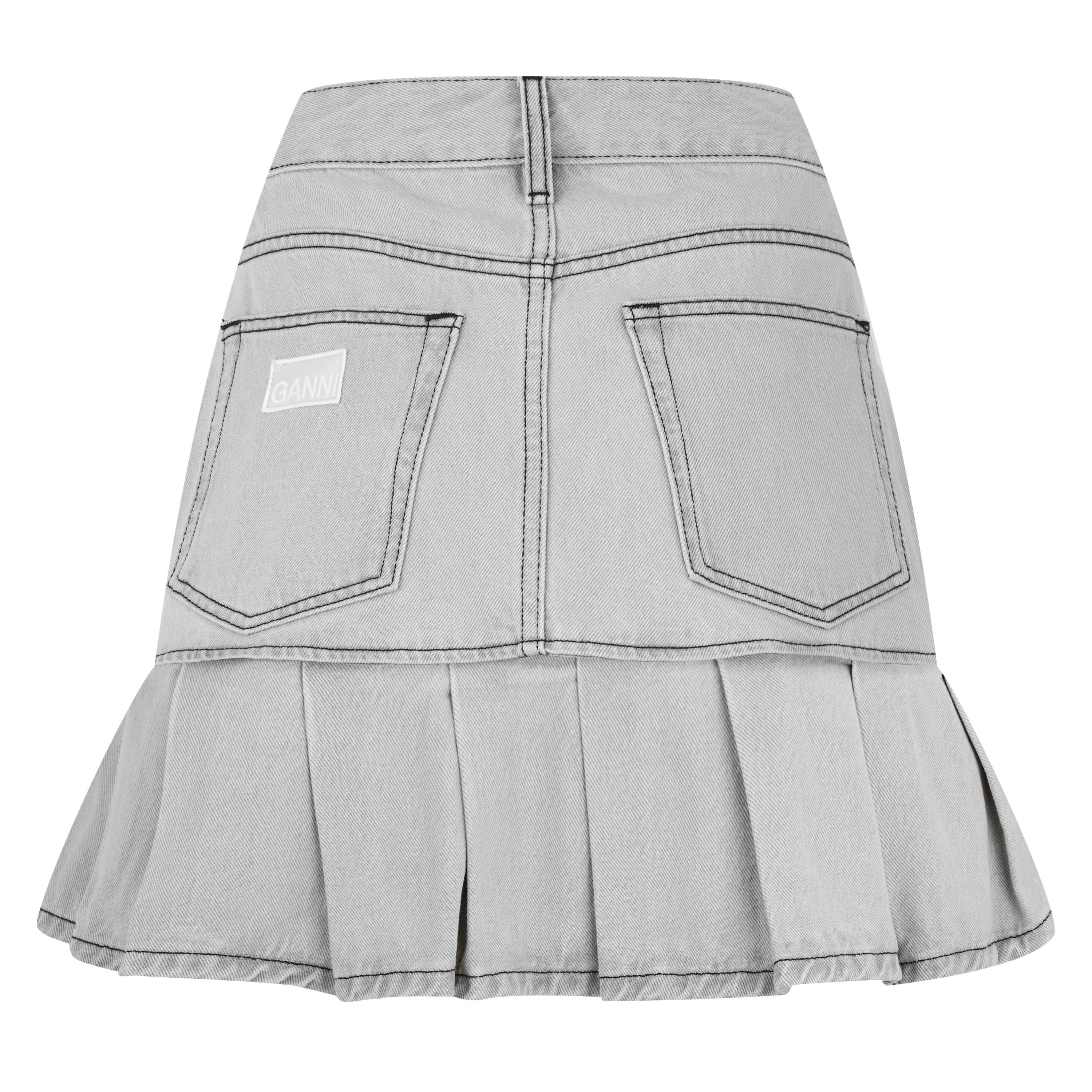 Gray Quill - Ganni - Women's Pleated Denim Skirt - 6