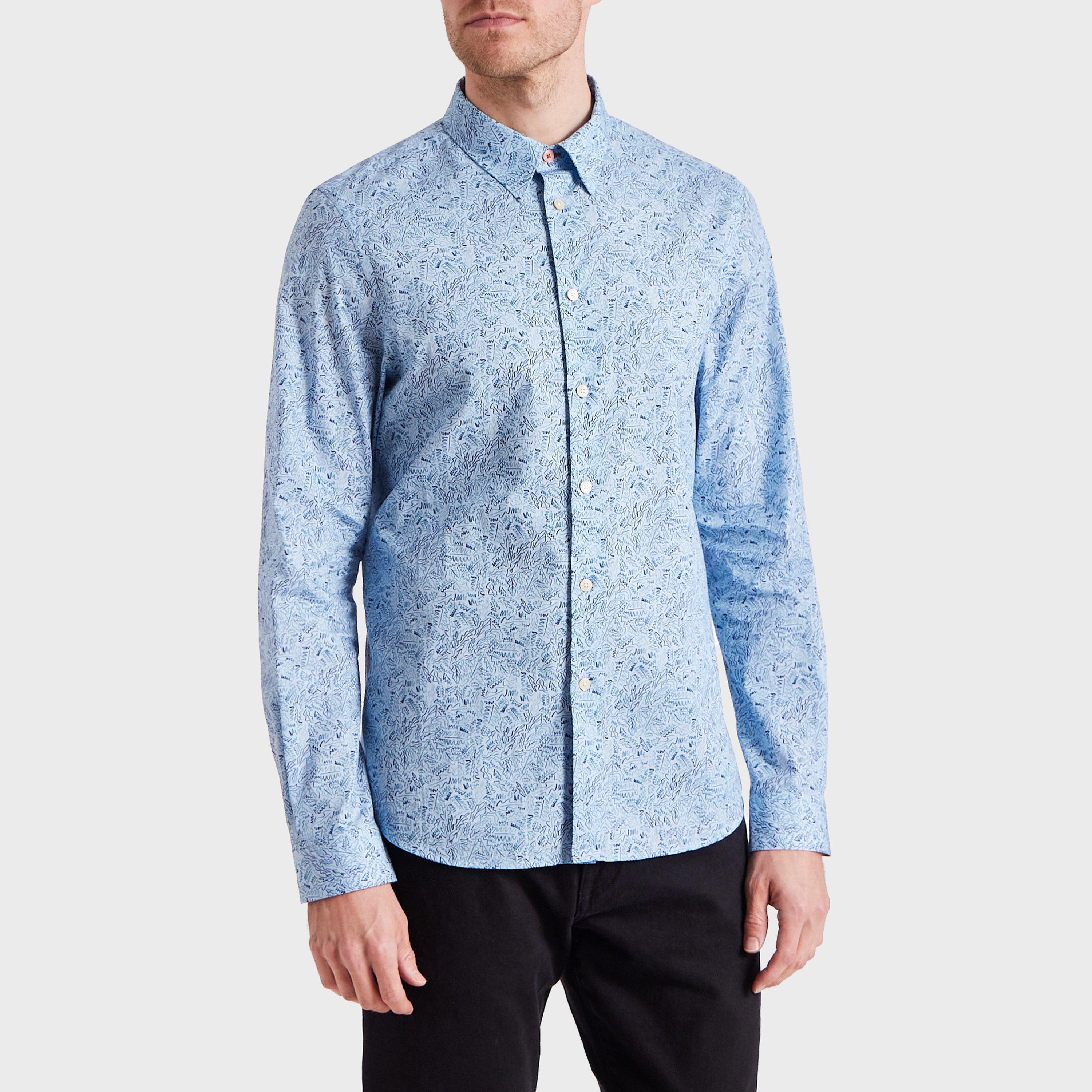 Blue 40 - PS Paul Smith - Men's Long-Sleeve Patterned Shirt - 2