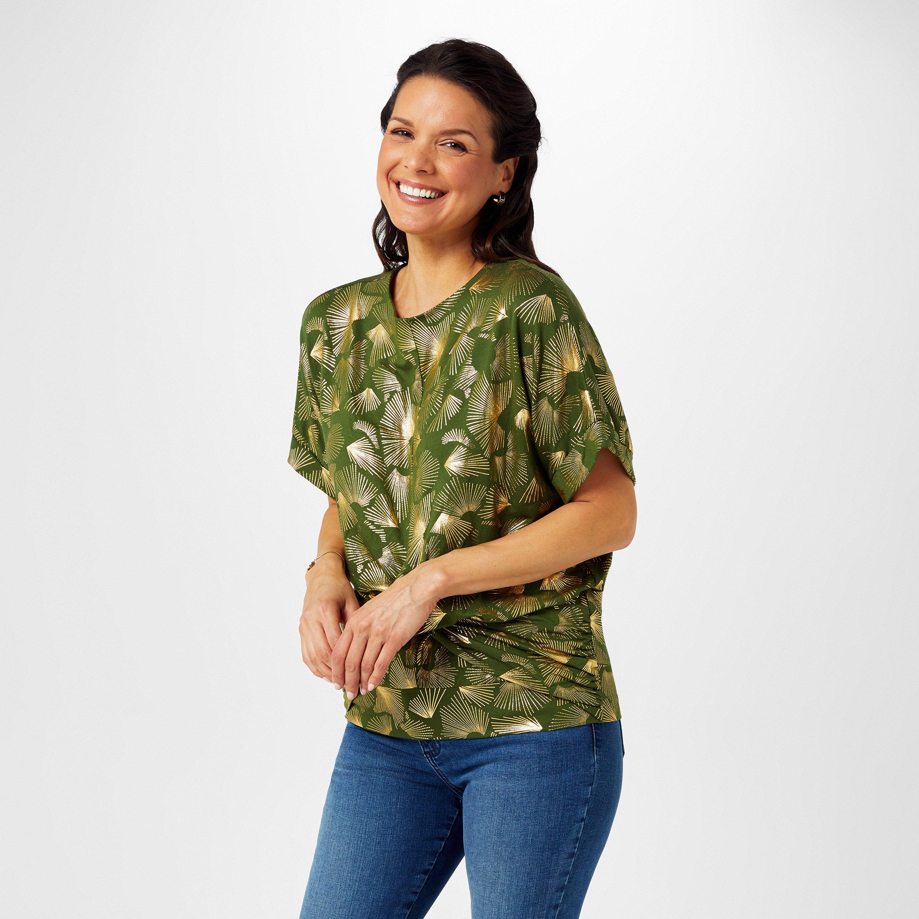 Khaki Foil - Biba - Twist Jersey Top - 1