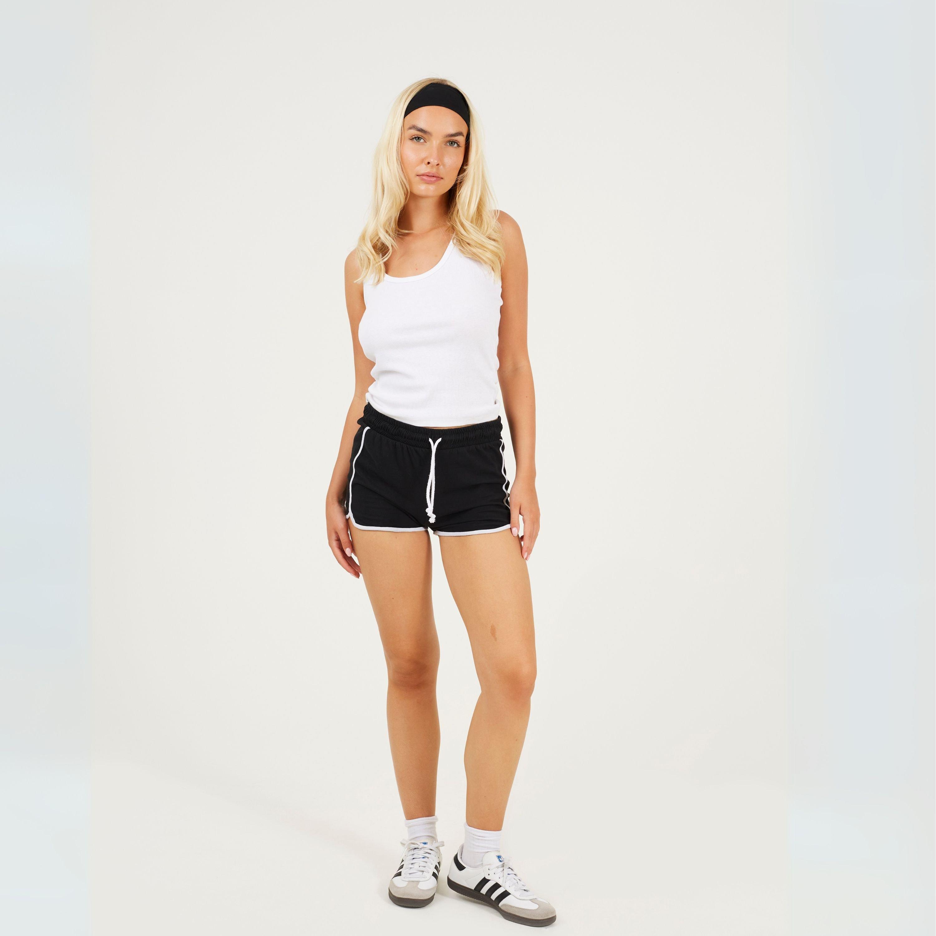 Black/ White - Brave Soul - Shorts with Contrast Binding - 4
