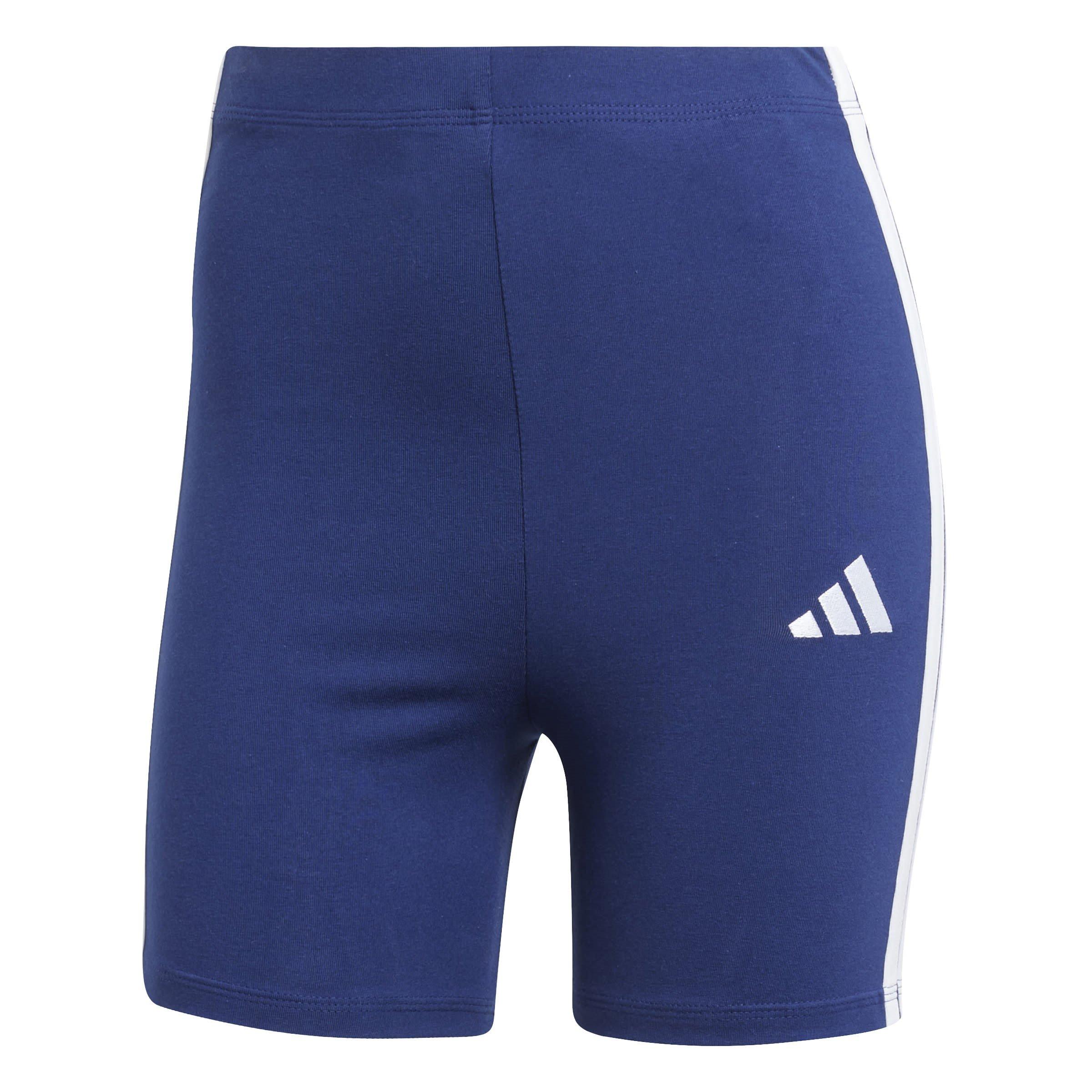 Adidas Women's Essentials 3 Stripe Biker Shorts - Navy - L (16-18)