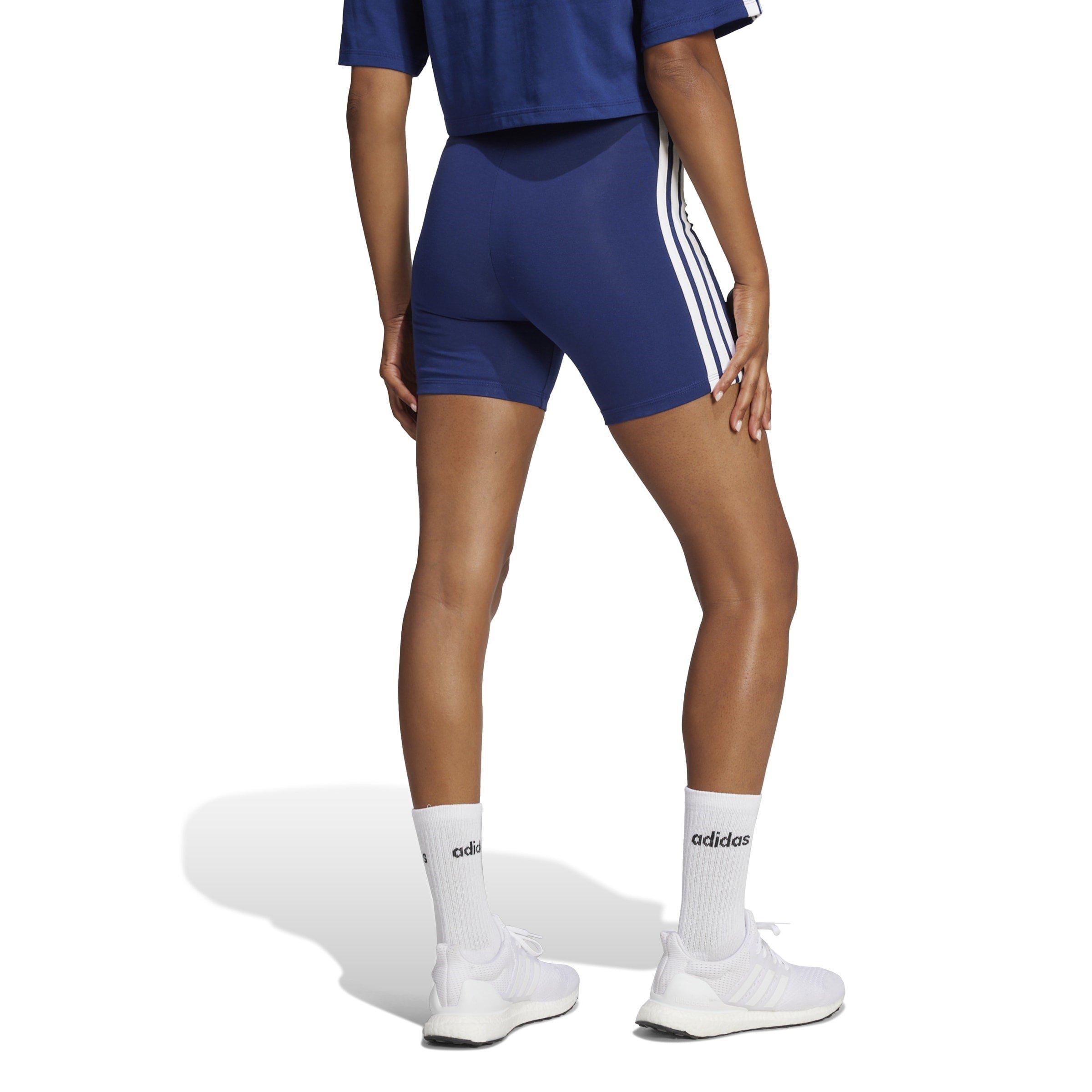 Navy - adidas - Essentials 3 Stripe Biker Shorts Womens - 3