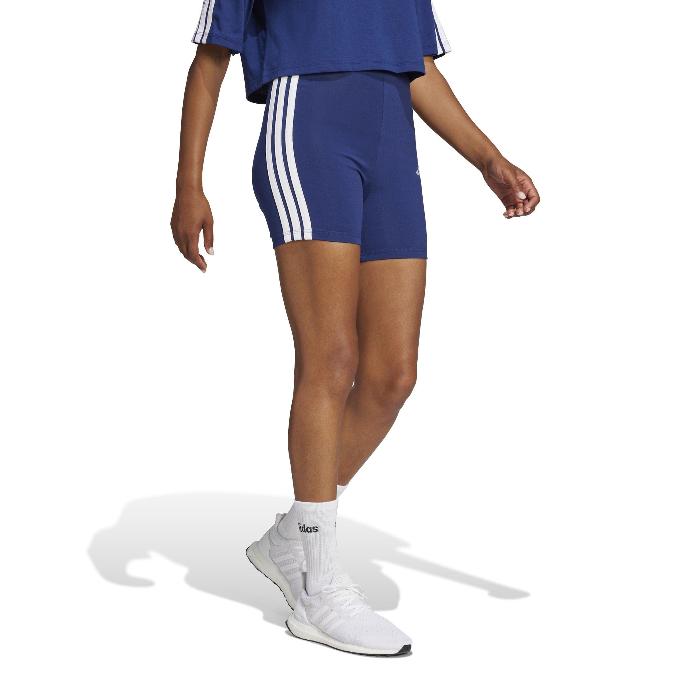 Navy - adidas - Essentials 3 Stripe Biker Shorts Womens - 4