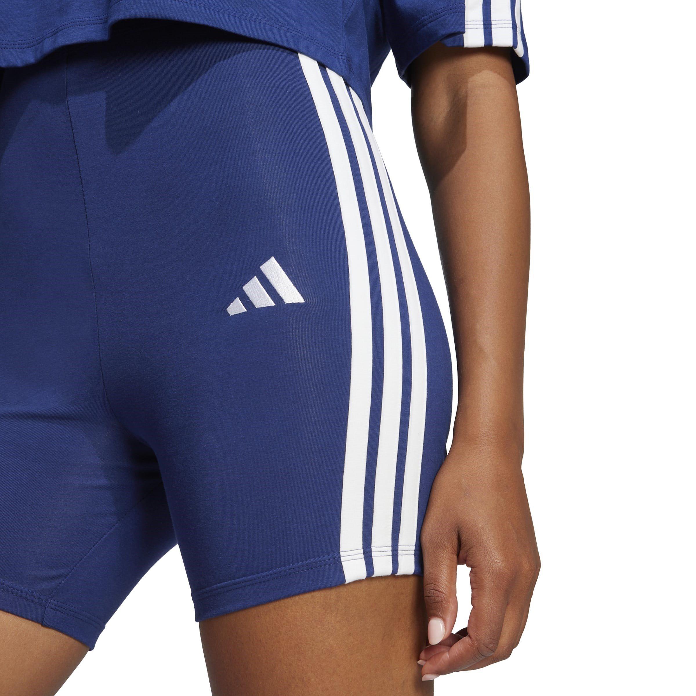 Navy - adidas - Essentials 3 Stripe Biker Shorts Womens - 6