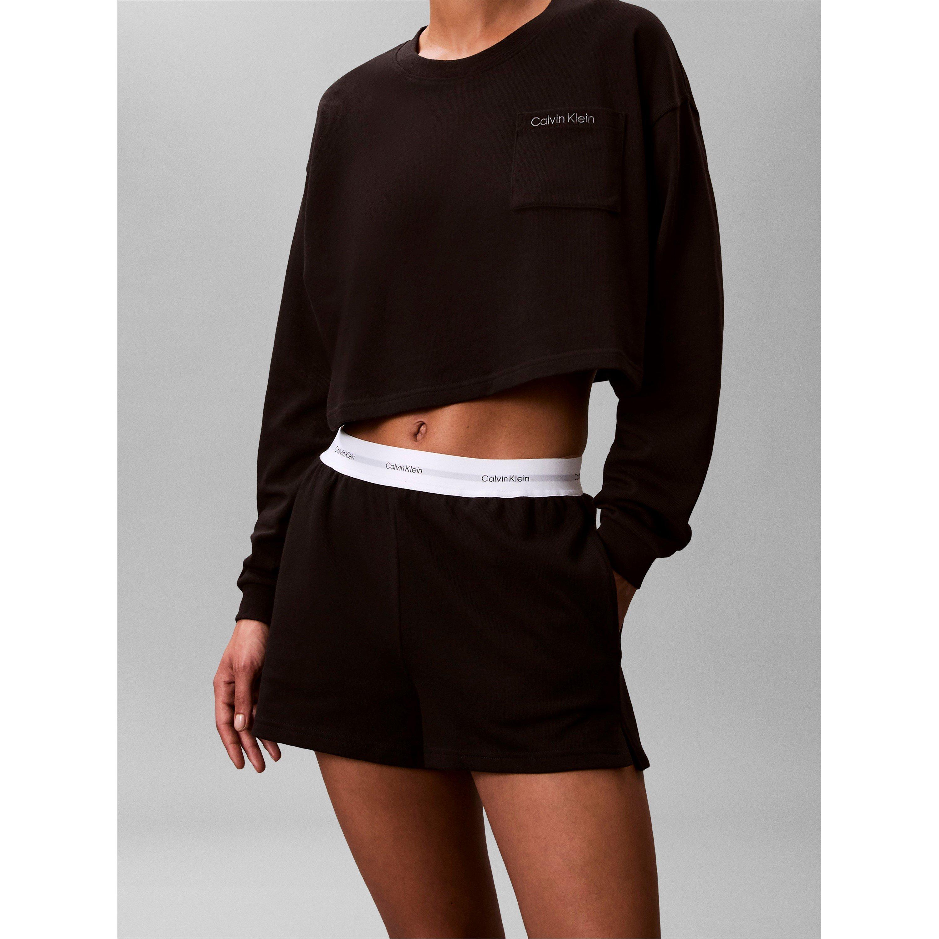 Black - Calvin Klein - Women's Fleece Jogger Shorts - 4