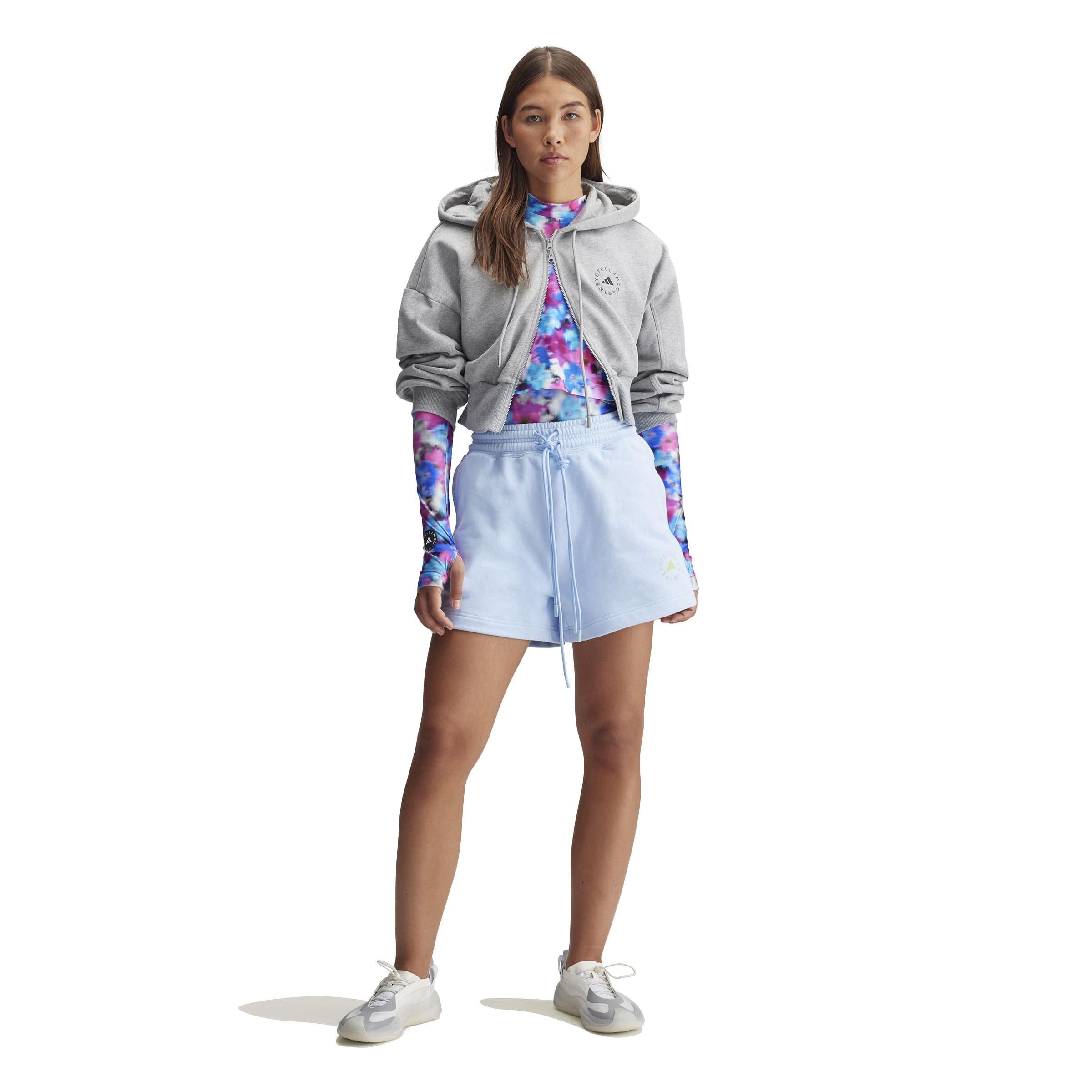 glow blue - adidas by Stella McCartney - Women's Terry Jersey Jogger Shorts - 3