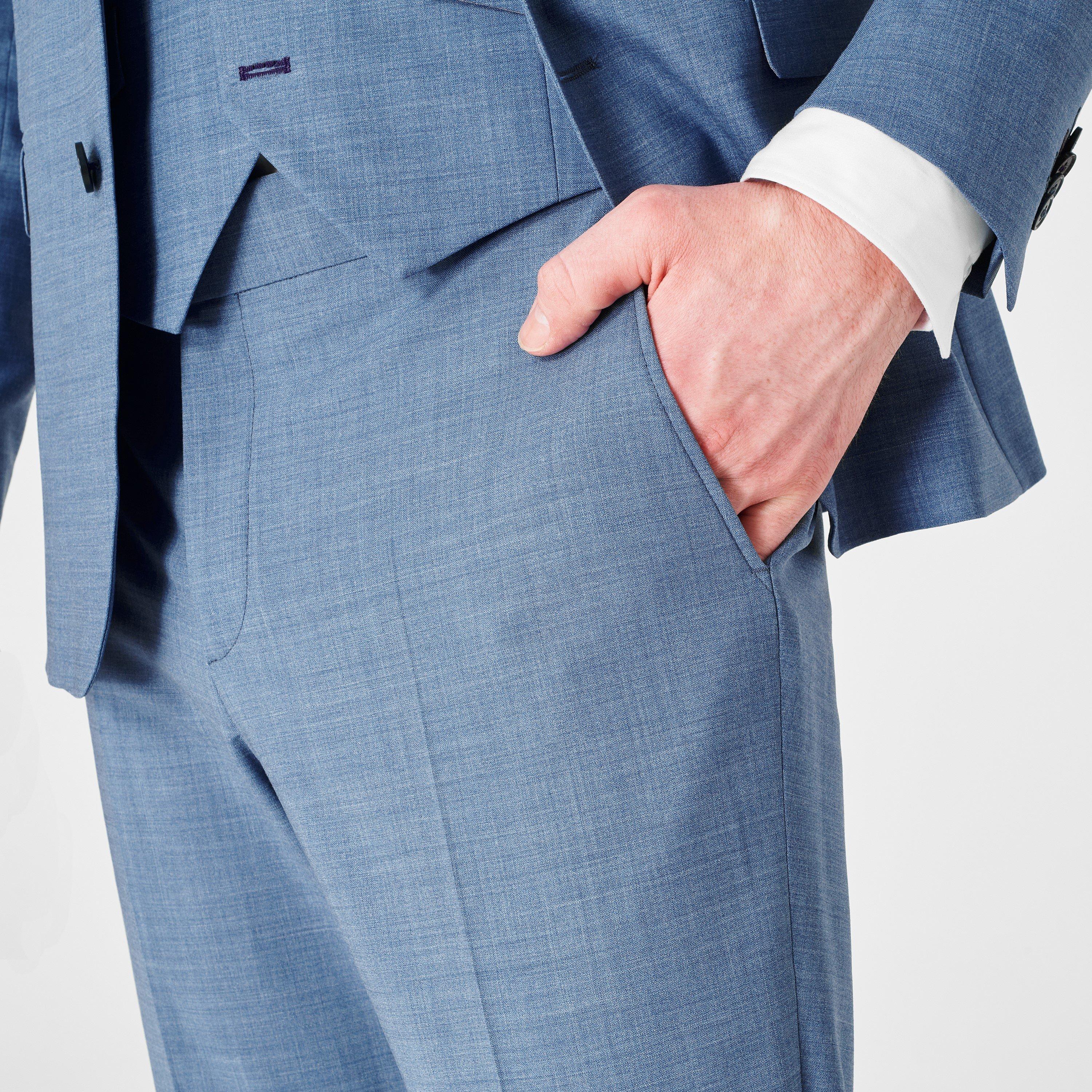 Light Blue - Without Prejudice - Kilburn Slim Fit Suit Trousers - Italian Fabric - 6