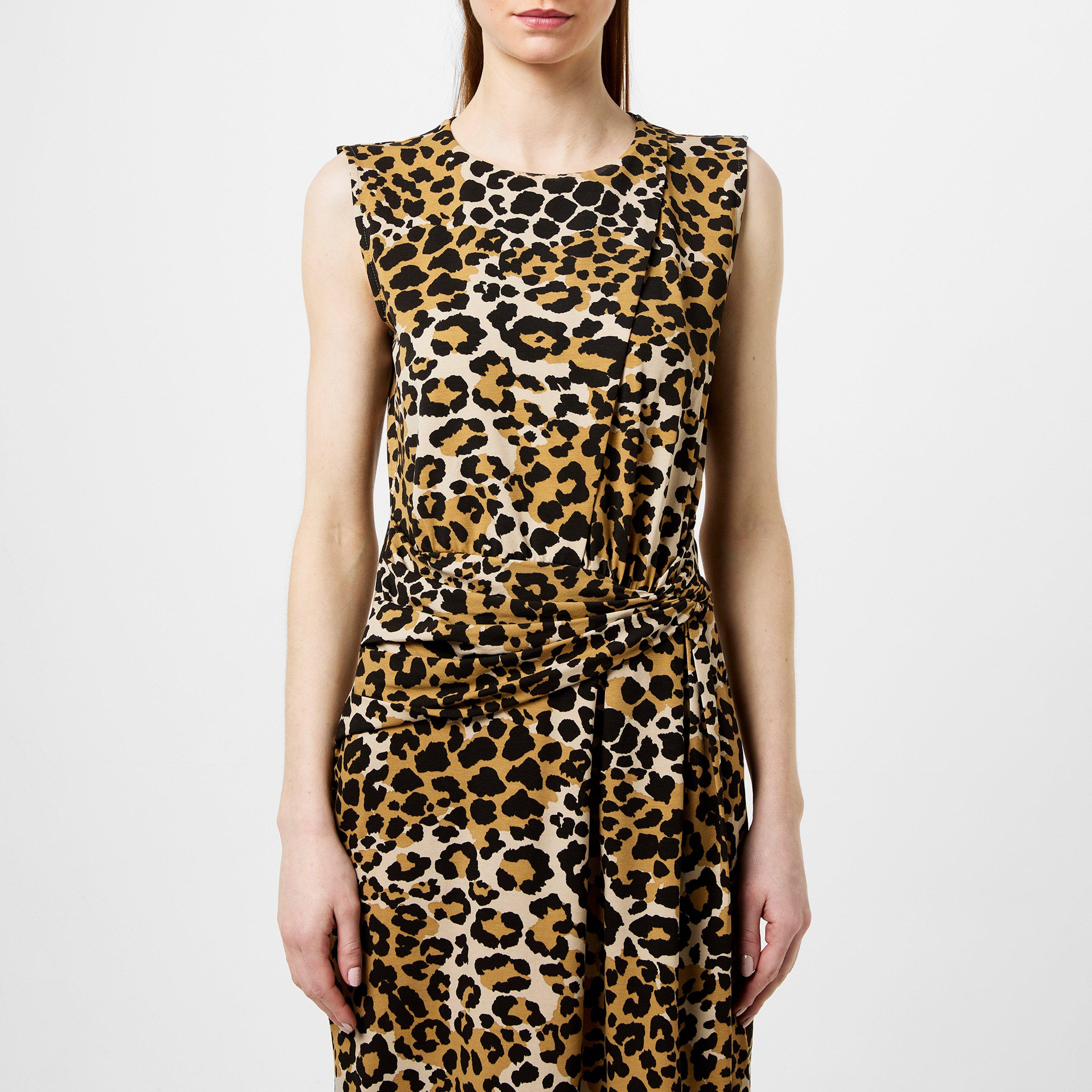 CAMEL - Weekend Max Mara - Women's Emblema Leopard Print Shift Dress - 4