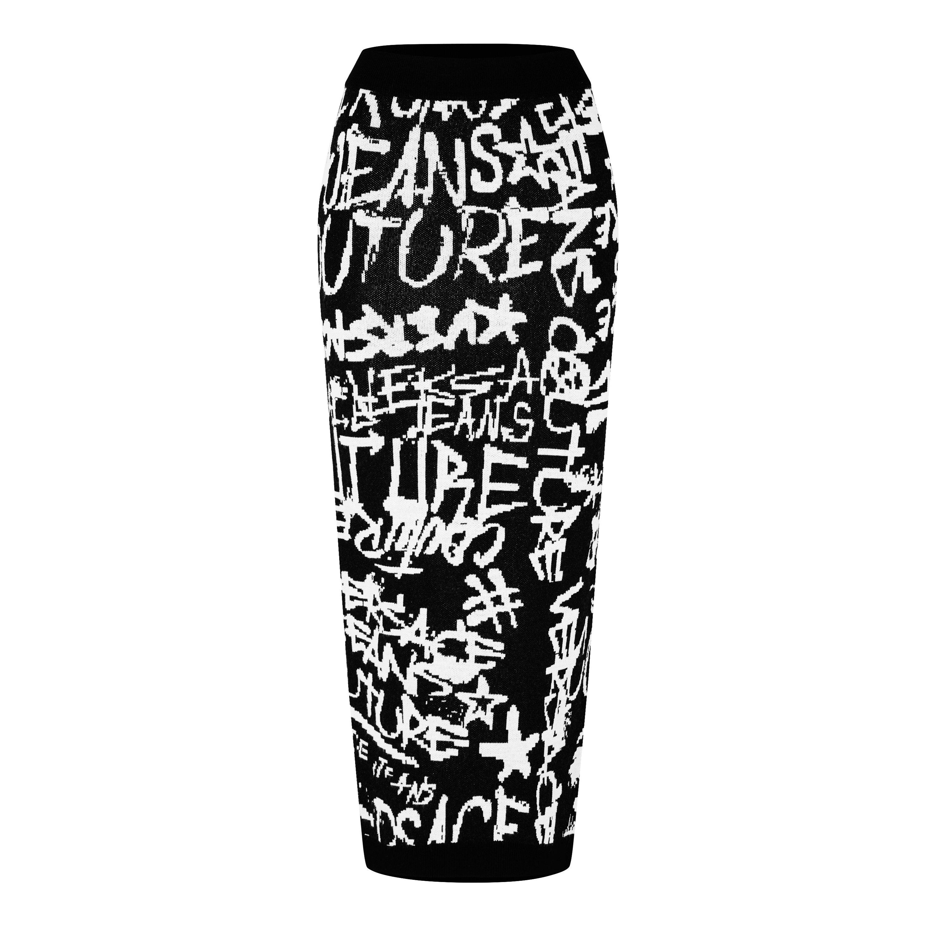 Black/White - Versace Jeans Couture - Graffiti Midi Skirt - 4