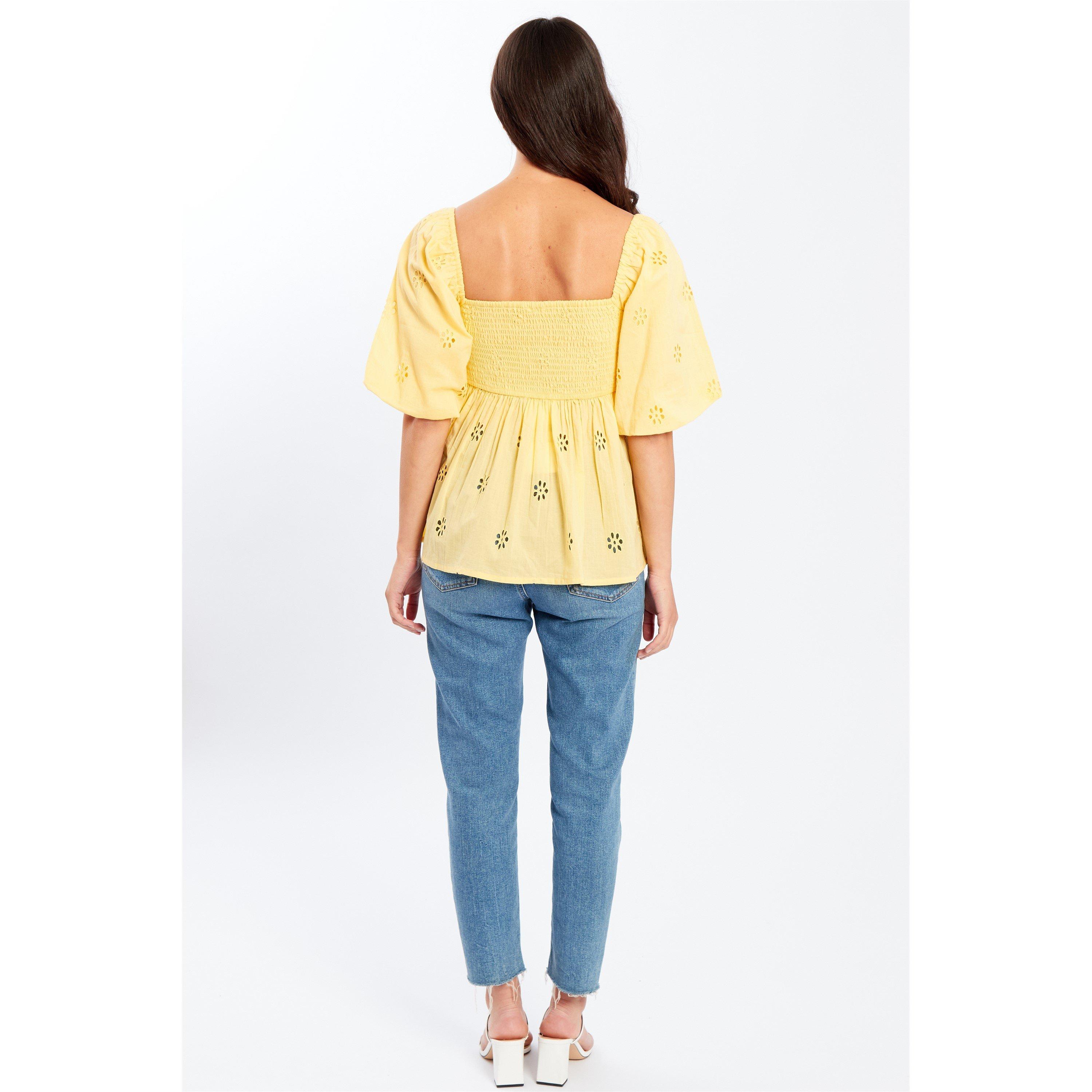 Zitrone - Be You - Broderie Square Neck Short-Sleeve Blouse - 2