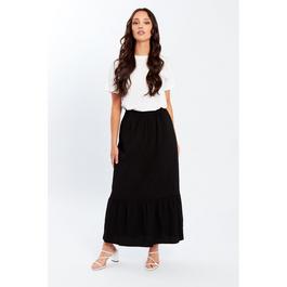 Be You Crepe Tiered Midi Skirt