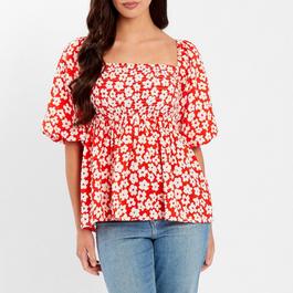 Be You Square Square Neck Puff Slv Top