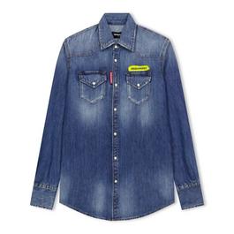 DSquared2 Contrast Logo Denim Shirt Juniors