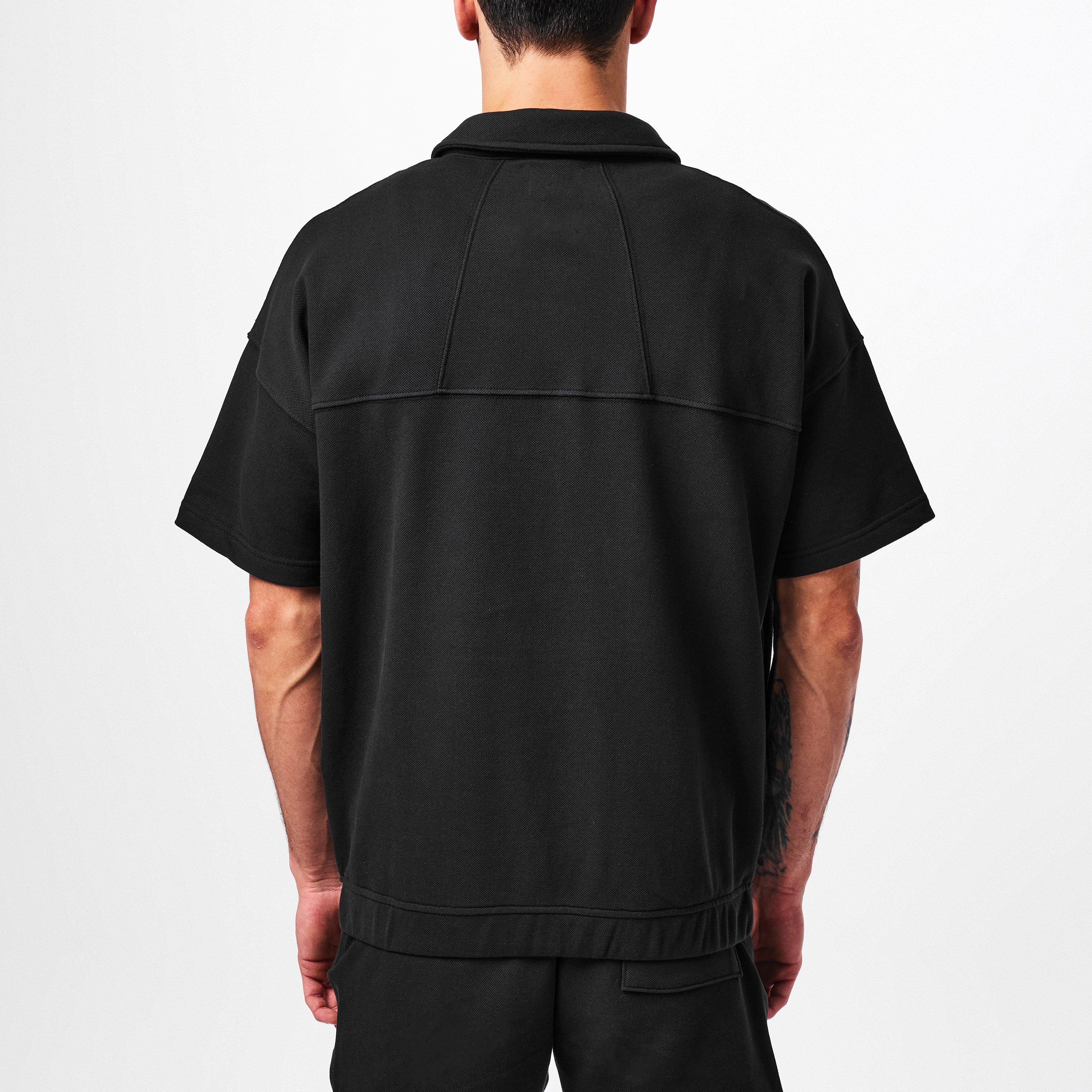 Black 0372 - Rhude - Men's Pique Short-Sleeve Plain Shirt - 4